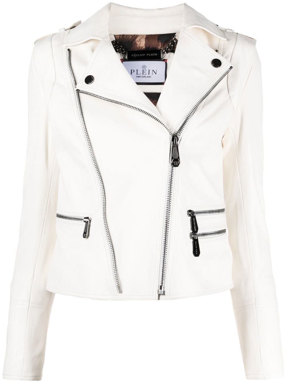 lambskin biker jacket - 1