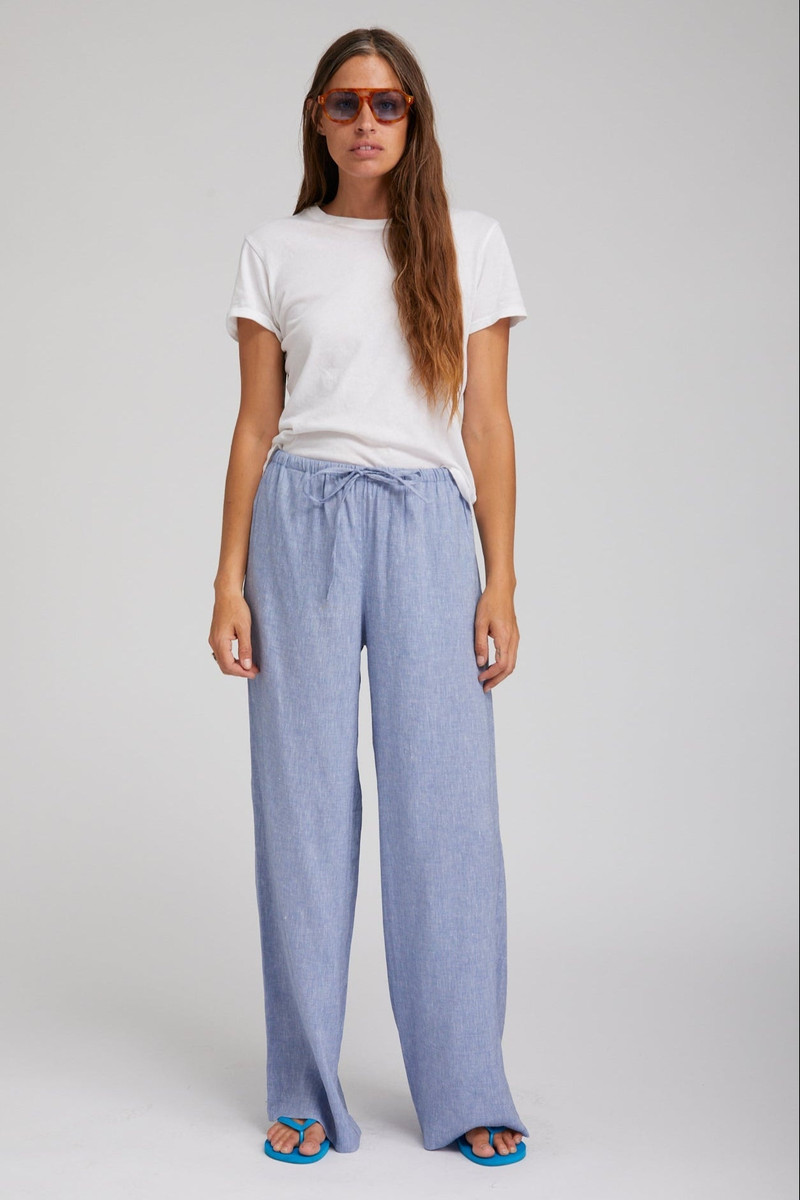 SPRWMN BLUE LINEN KAUAI PANTS outlook