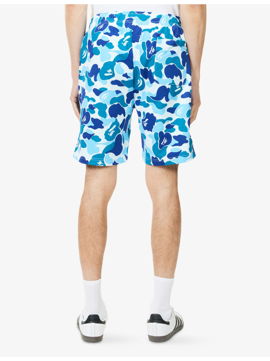 Camo Shark Printed Cotton Sweat Shorts - 4