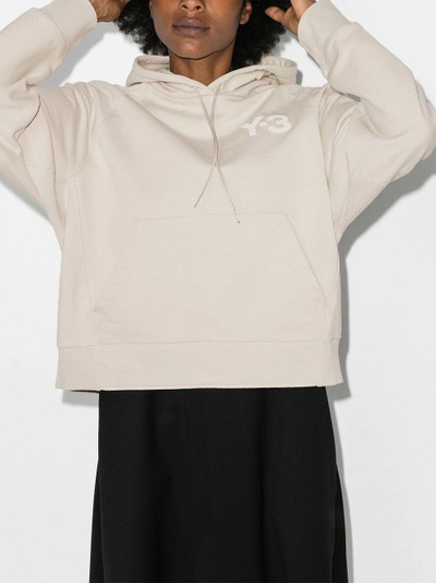 Y-3 logo-print drawstring hoodie outlook