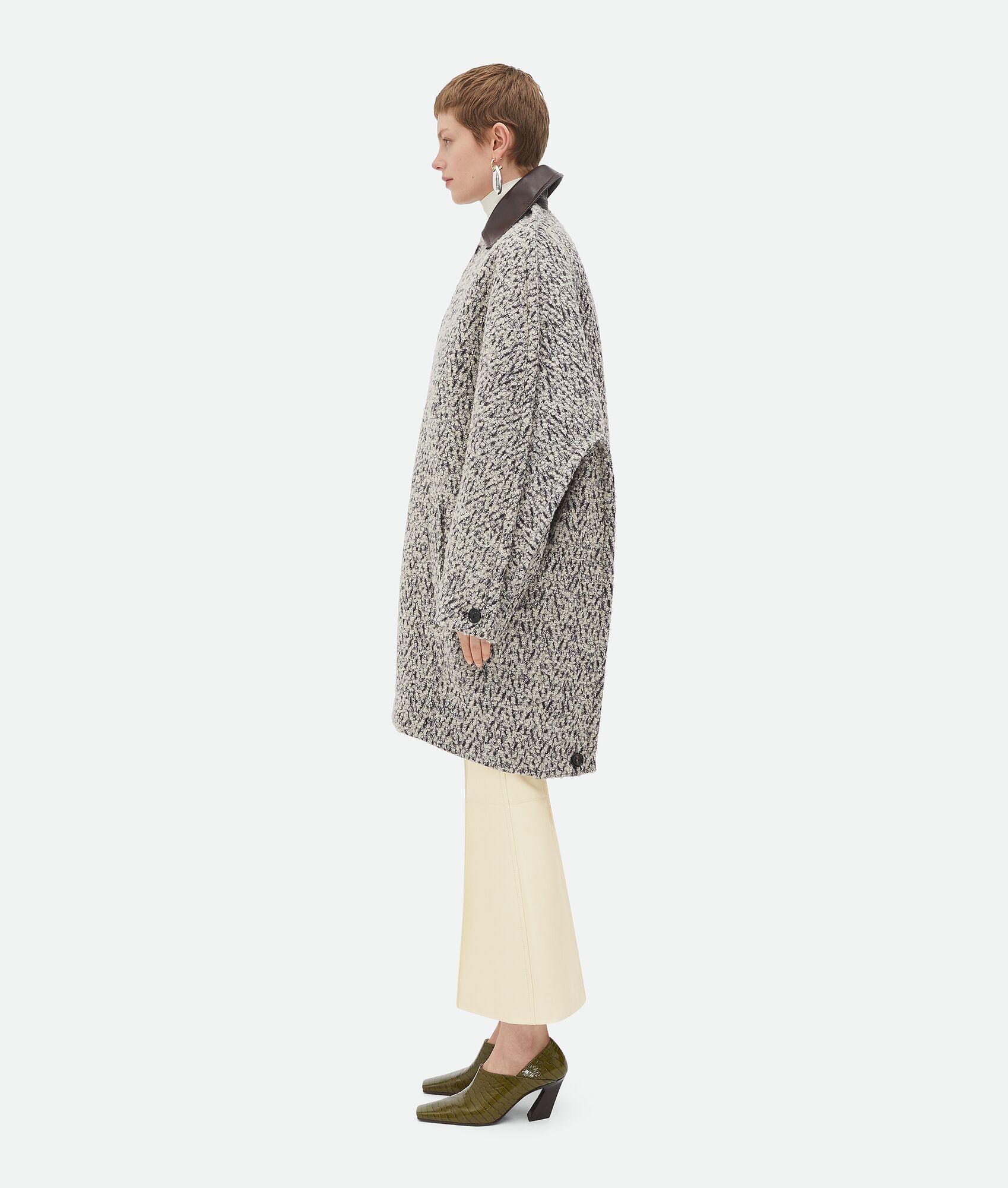 Wool Boucle Chevron Coat - 2
