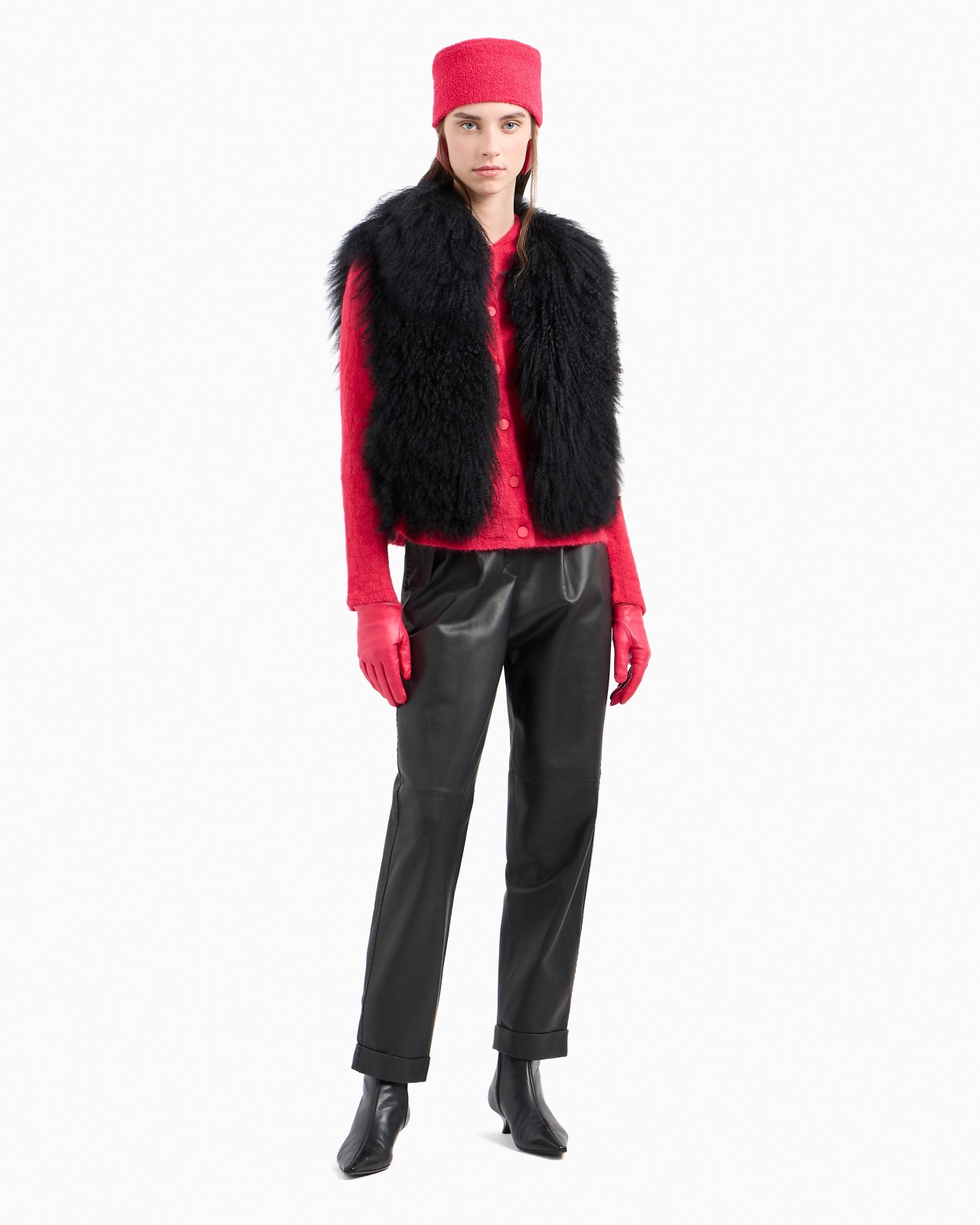 Semi-aniline, lambskin nappa leather trousers with belt - 4