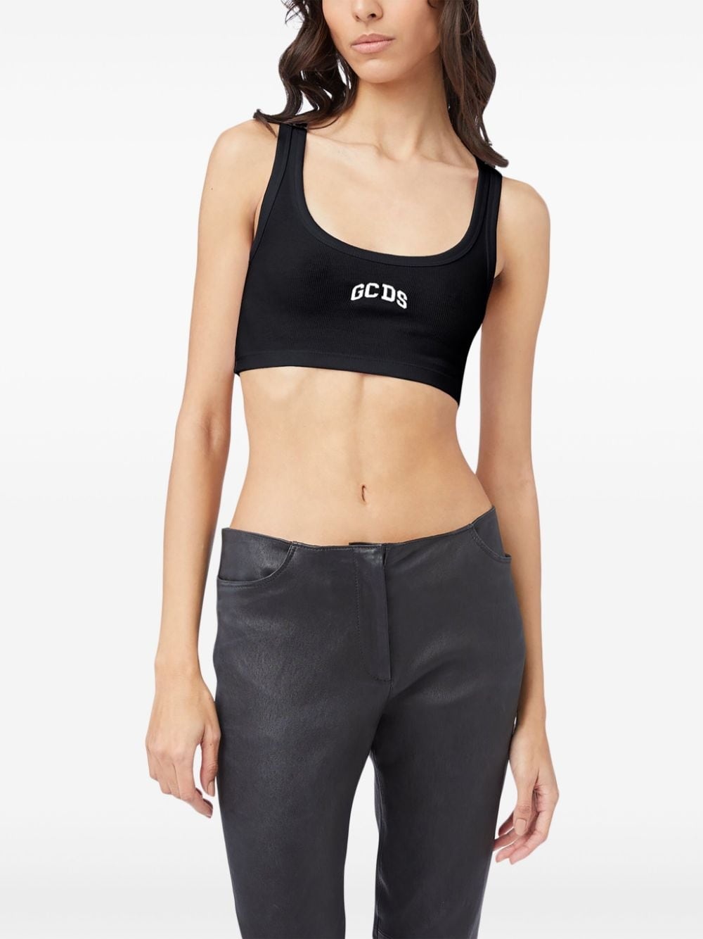 logo-embroidered cropped top - 3