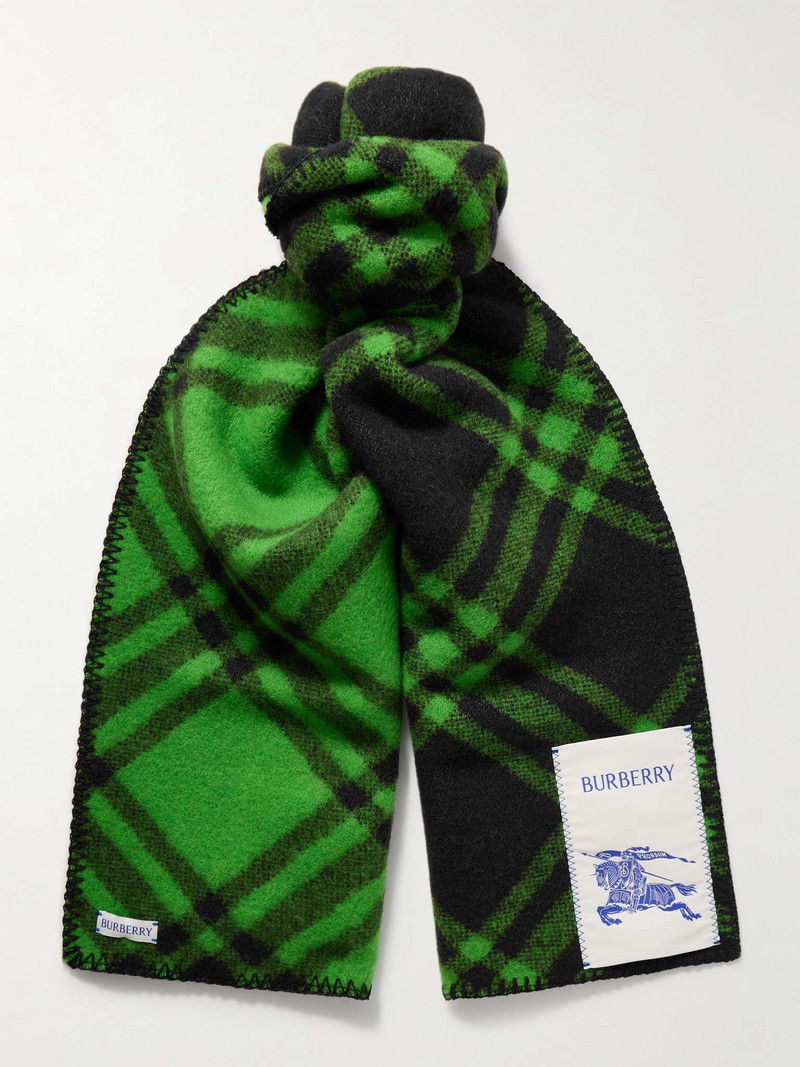 Logo-Appliquéd Checked Wool Scarf - 1