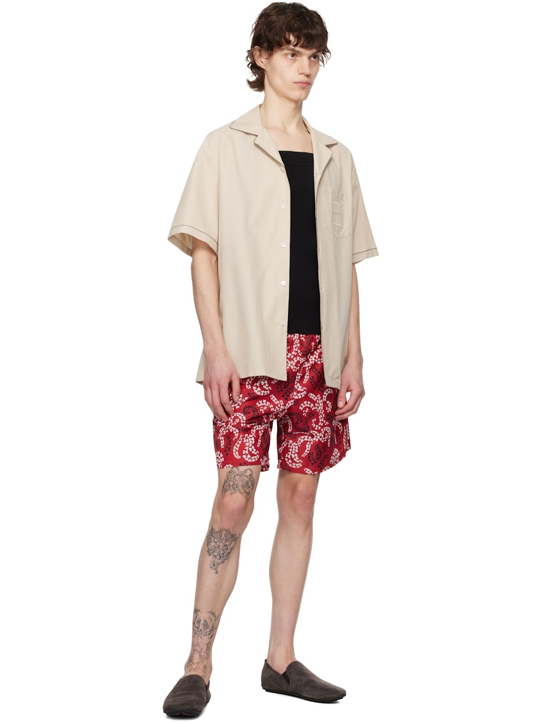 Beige Fluid Bowling Shirt - 4