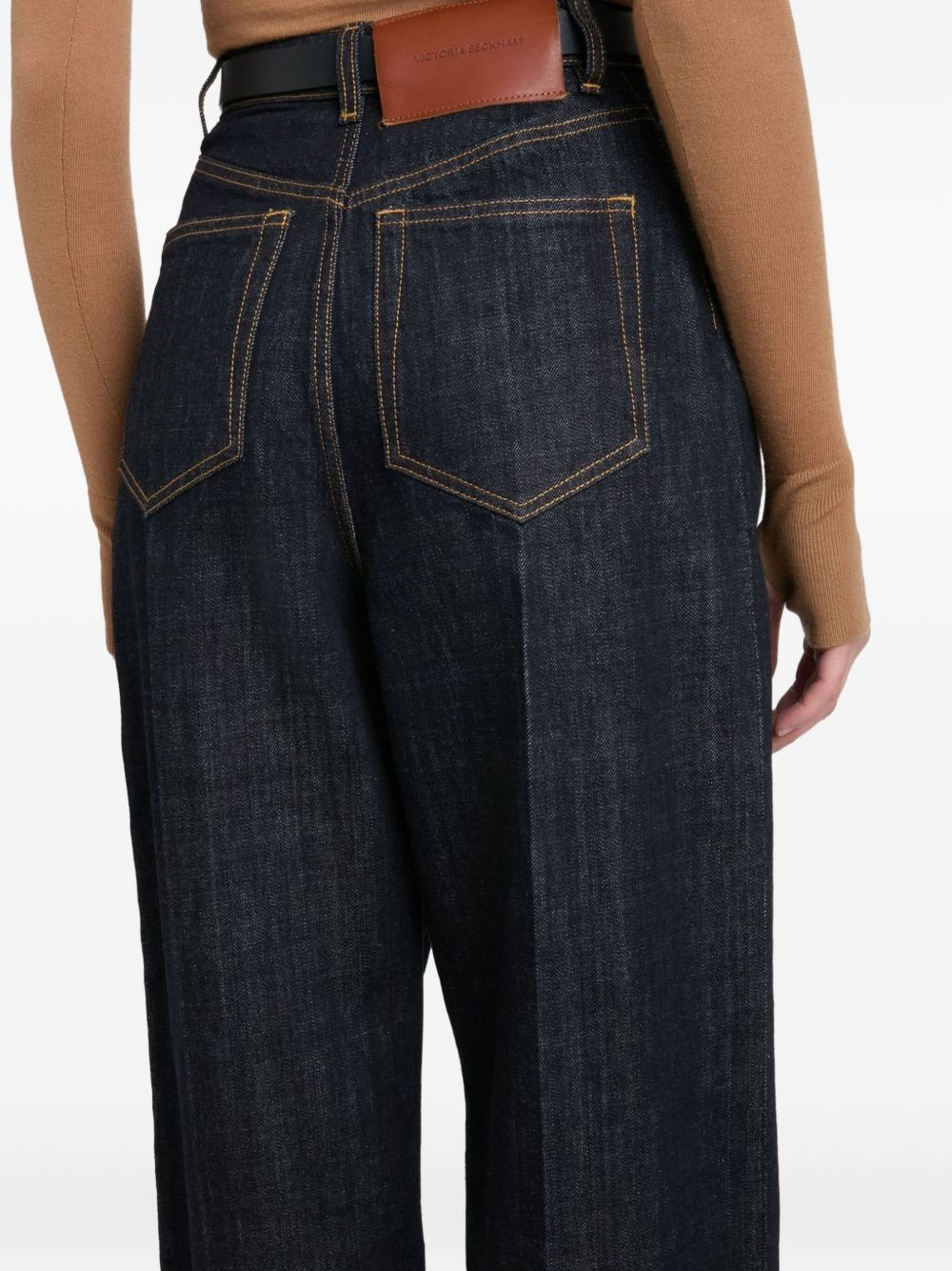 cinched high-waisted jeans - 5