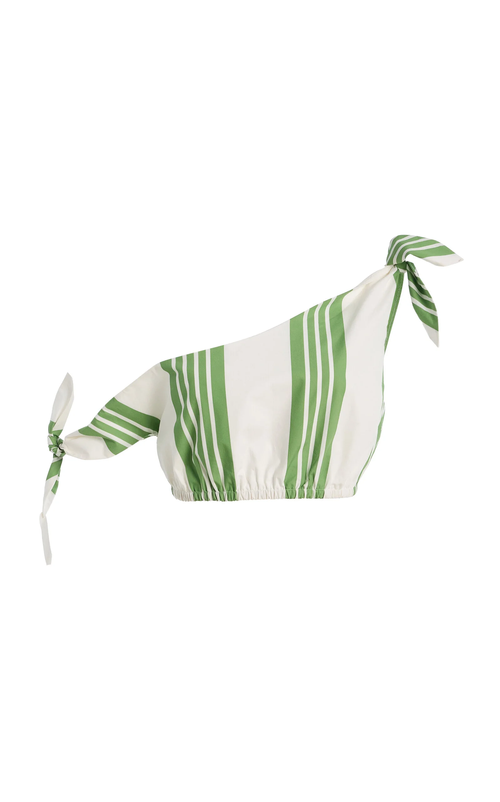 Exclusive La Isla Rosie Off-The-Shoulder Striped Cotton Crop Top green - 1