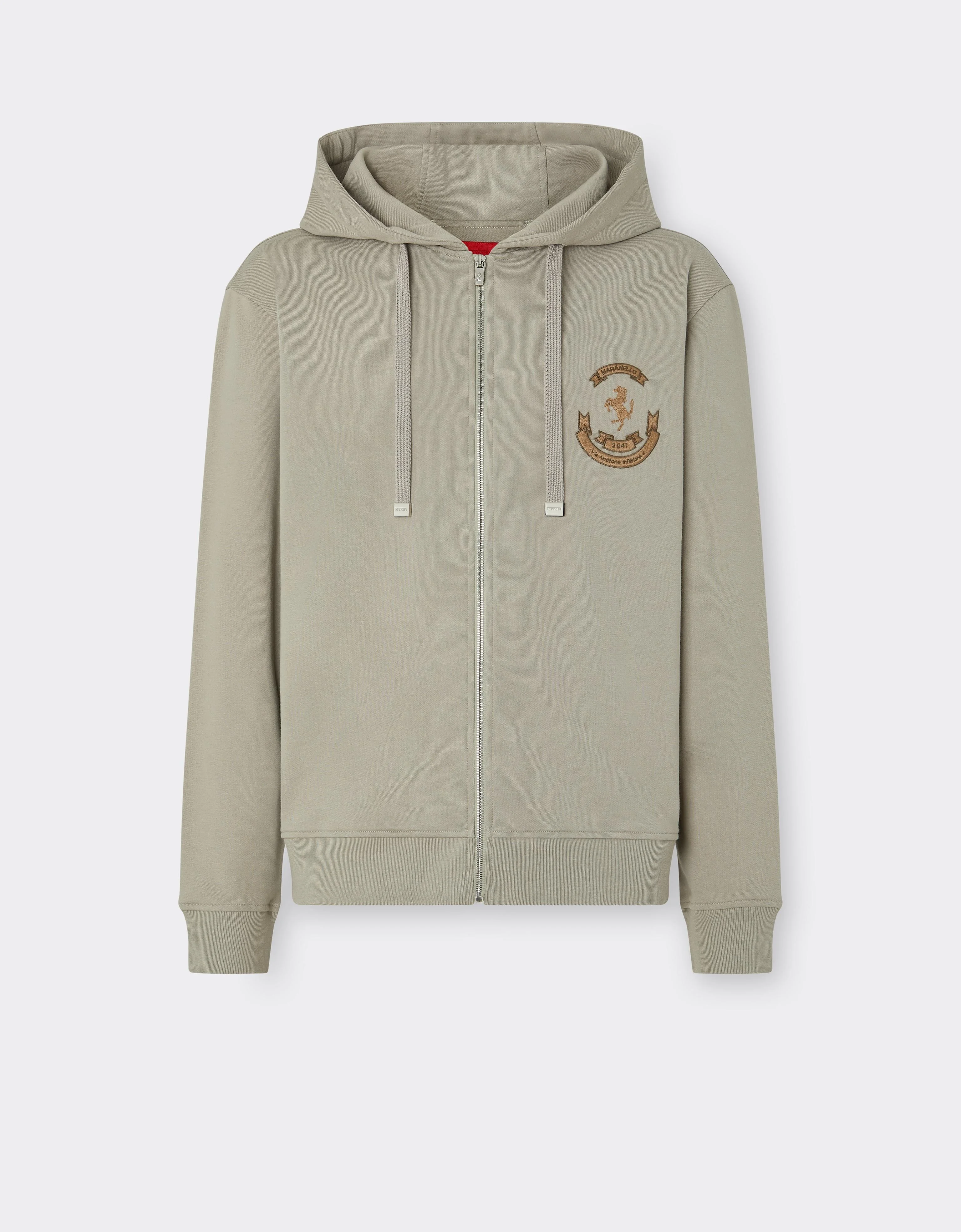 Cotton Hooded Sweatshirt with Prancing Horse - 1