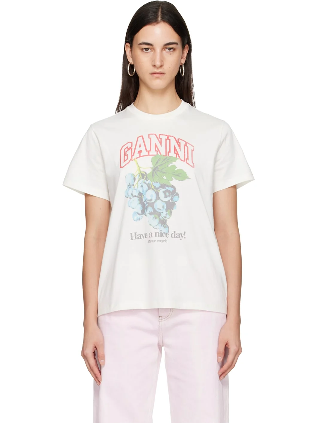 Off-White Basic Cotton Jersey Grapes Relaxed T-shirt - 1