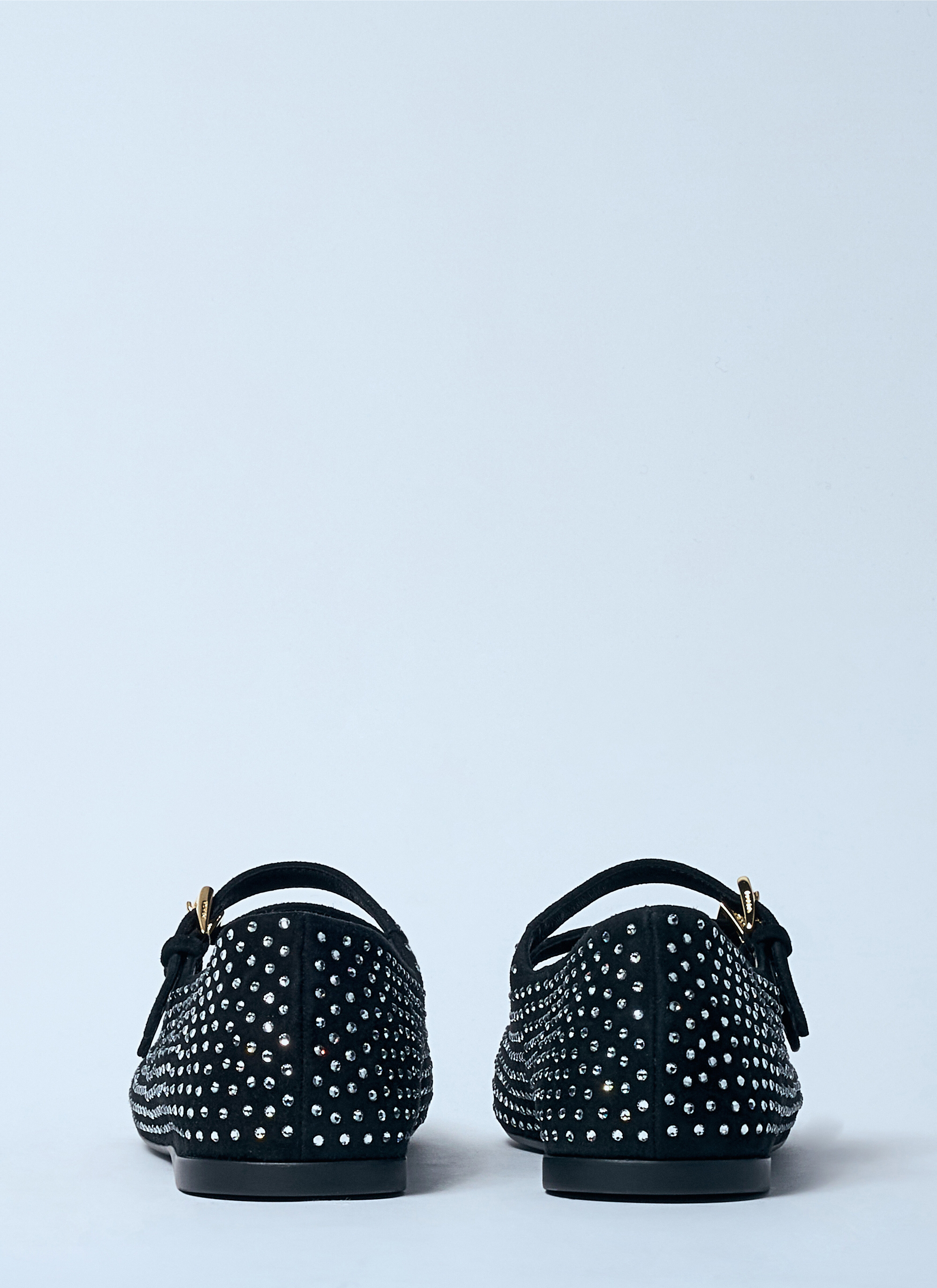 Crystal-Embellished Suede Ballerina Flats - 6