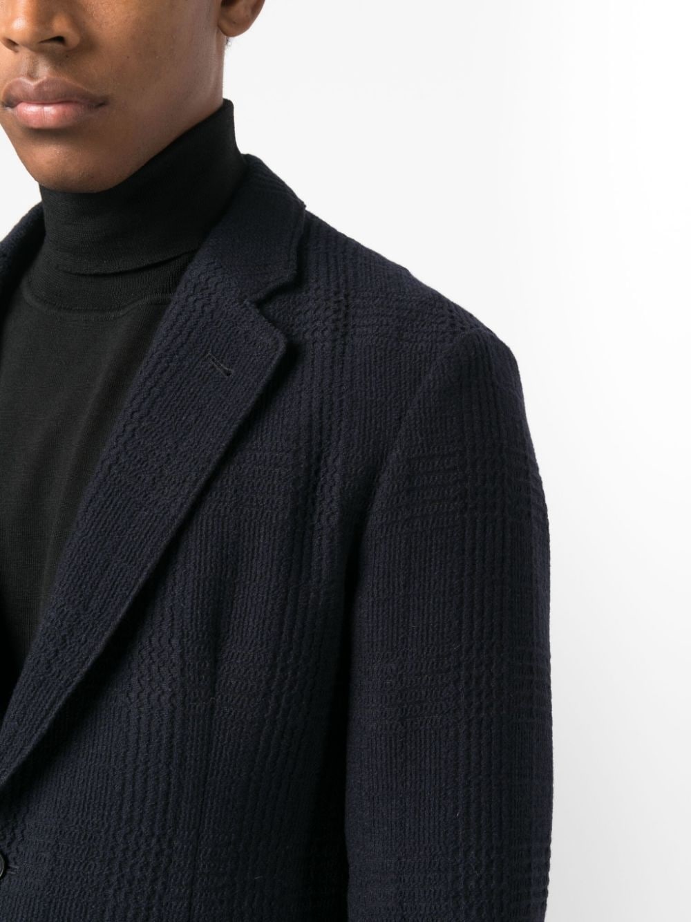 plaid-check texture single-breasted blazer - 5
