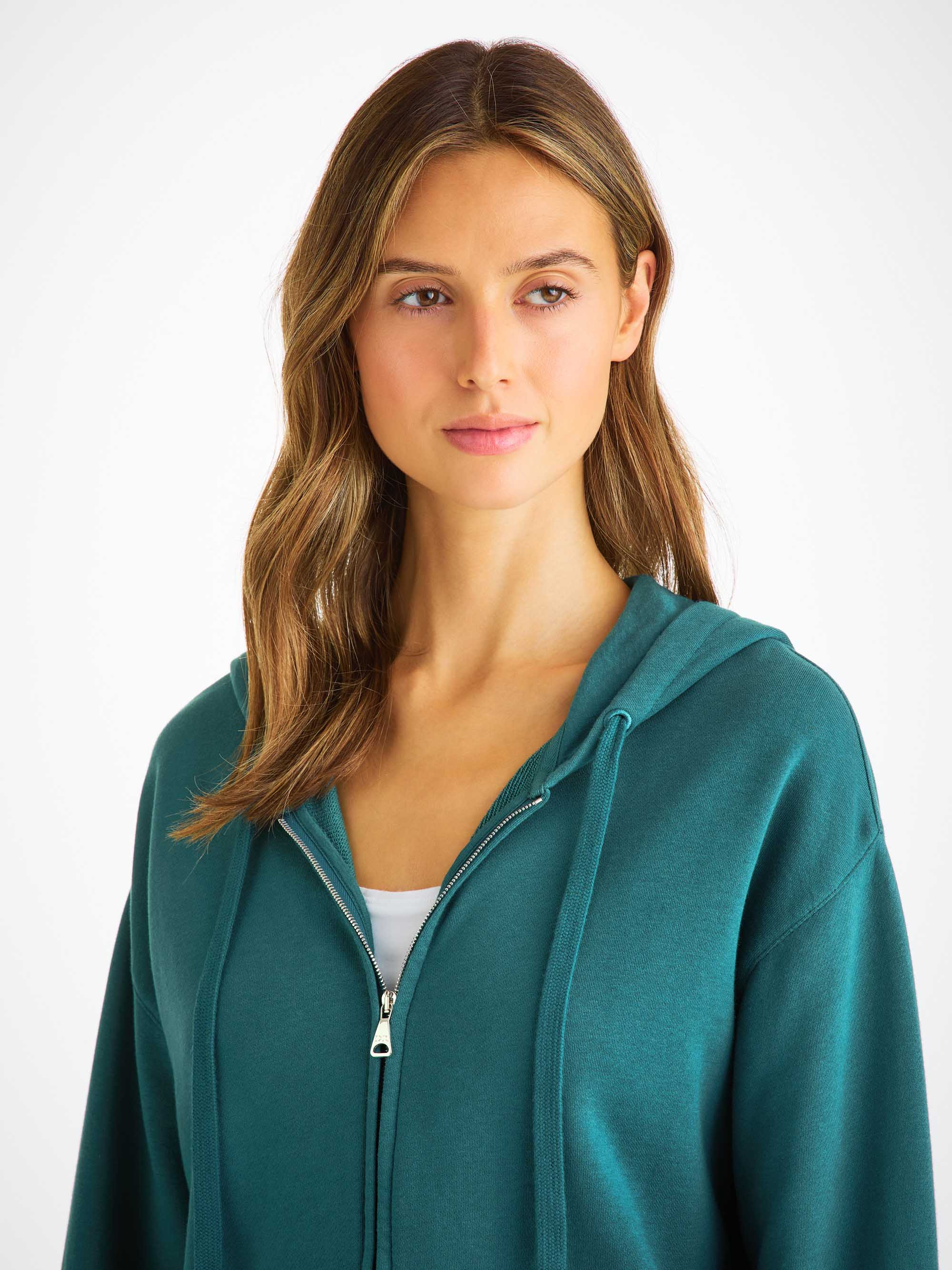 Women's Hoodie Quinn Cotton Modal Pine Green - 5