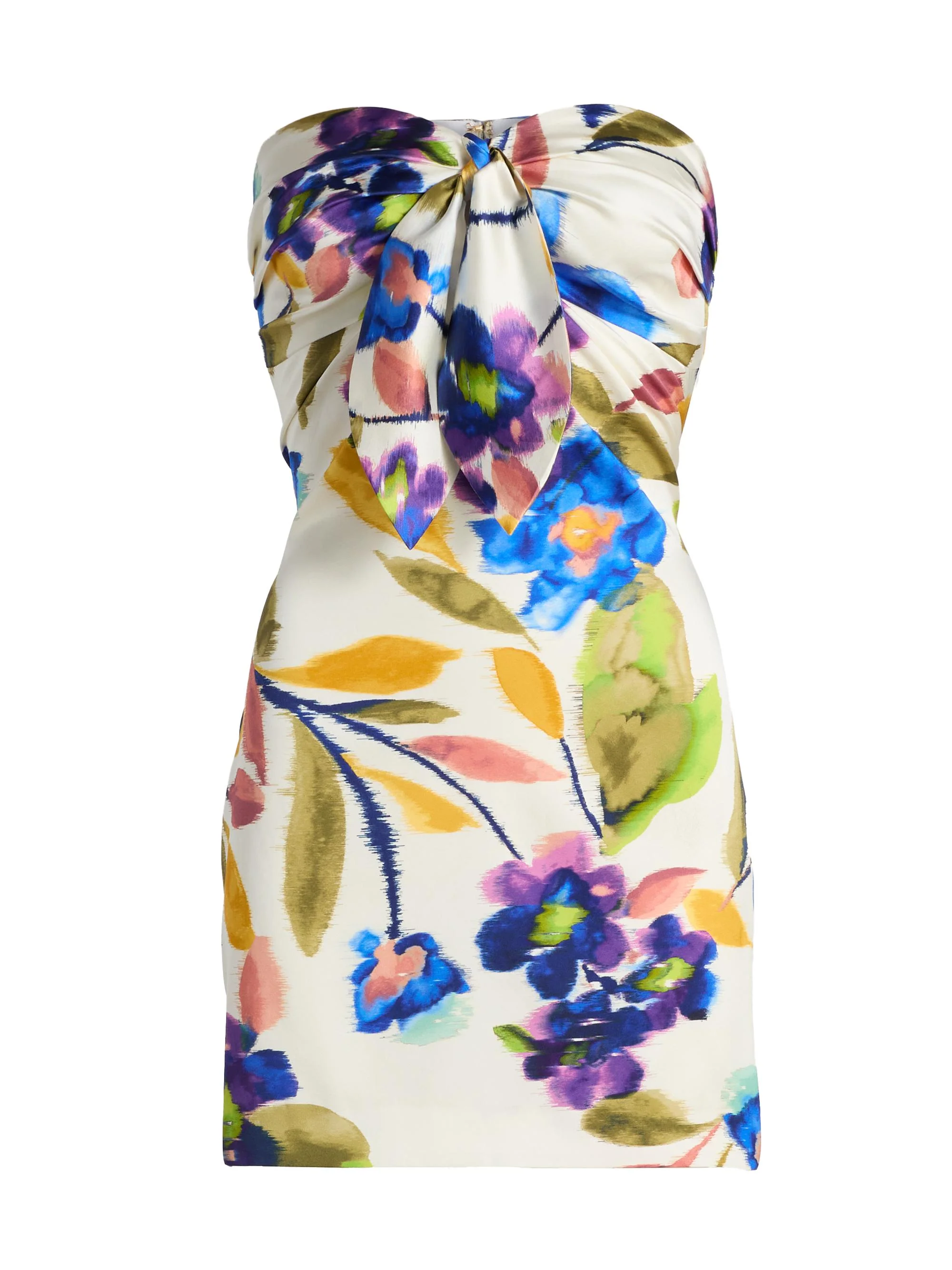 Women's Orion Strapless Satin Minidress - Ivory Floral Silk - 1