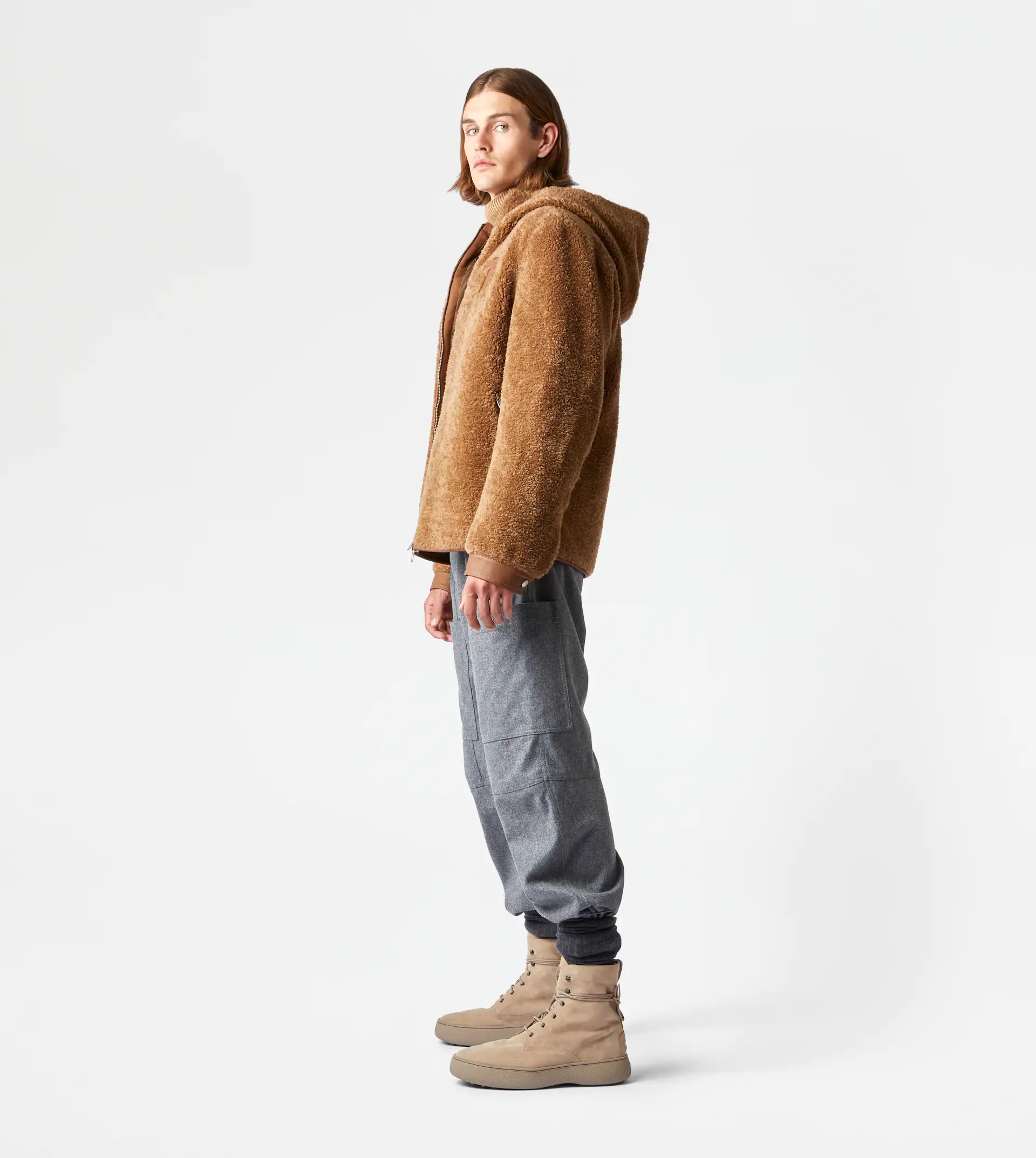 TOD'S JACKET WITH LEATHER INSERTS - BROWN - 4
