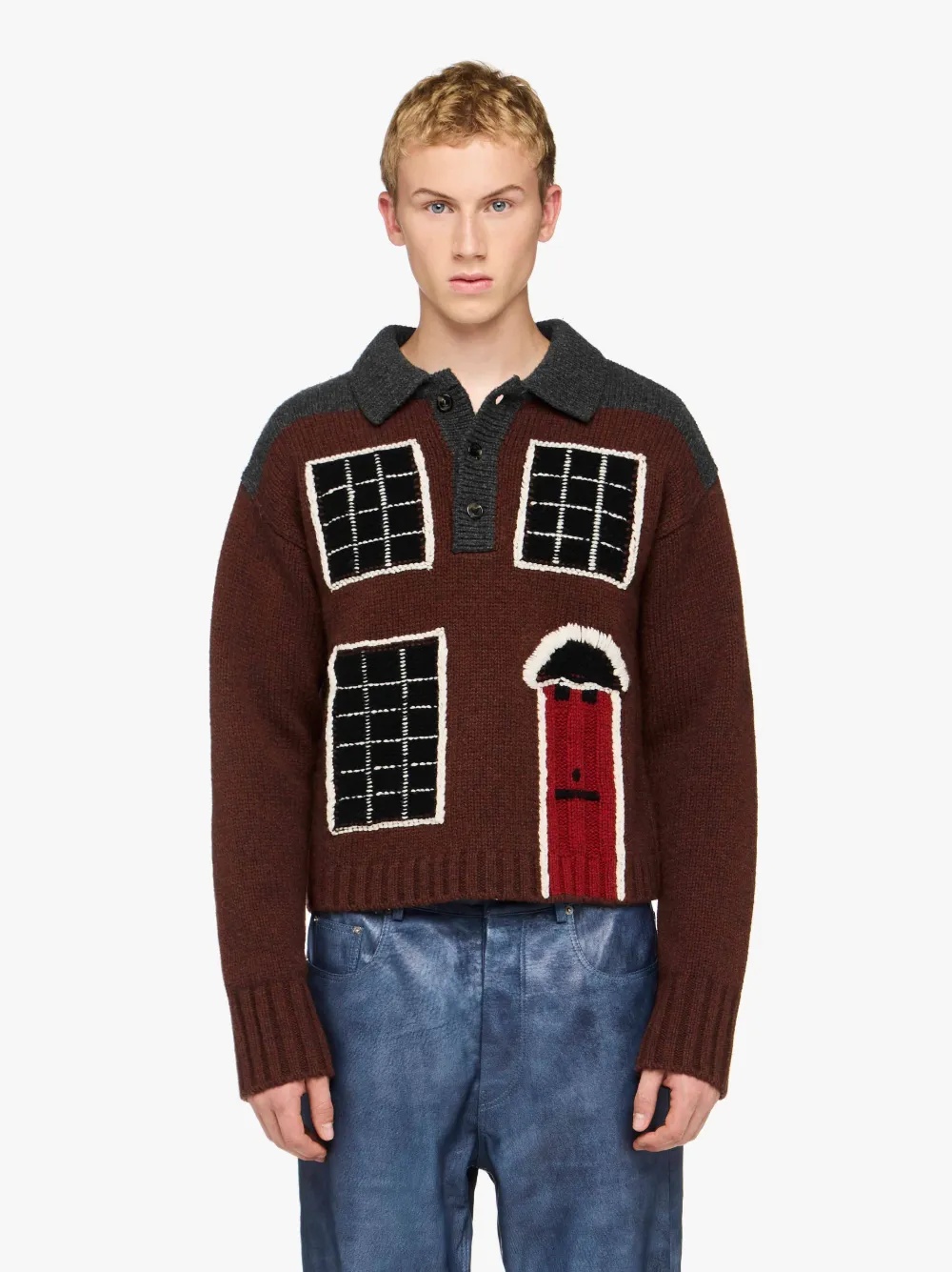 HOUSE' INTARSIA POLO SWEATER - 2
