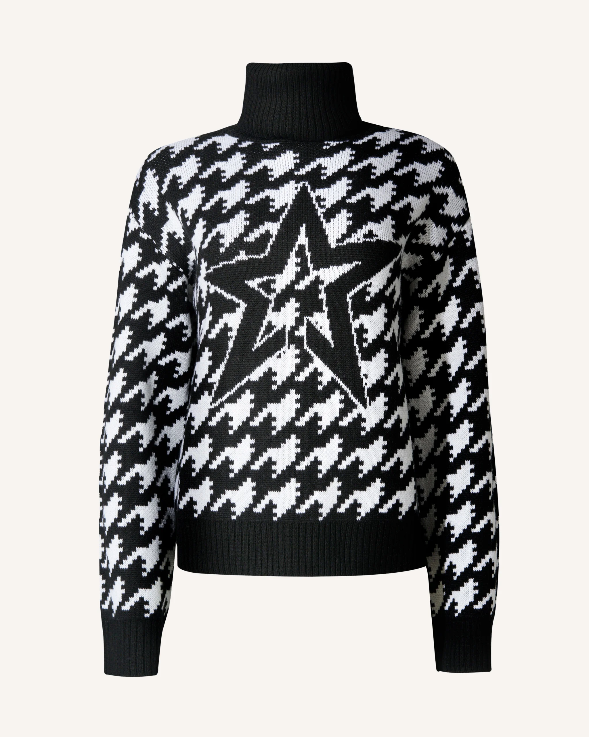 Chunky Houndstooth Merino Wool Sweater - 1