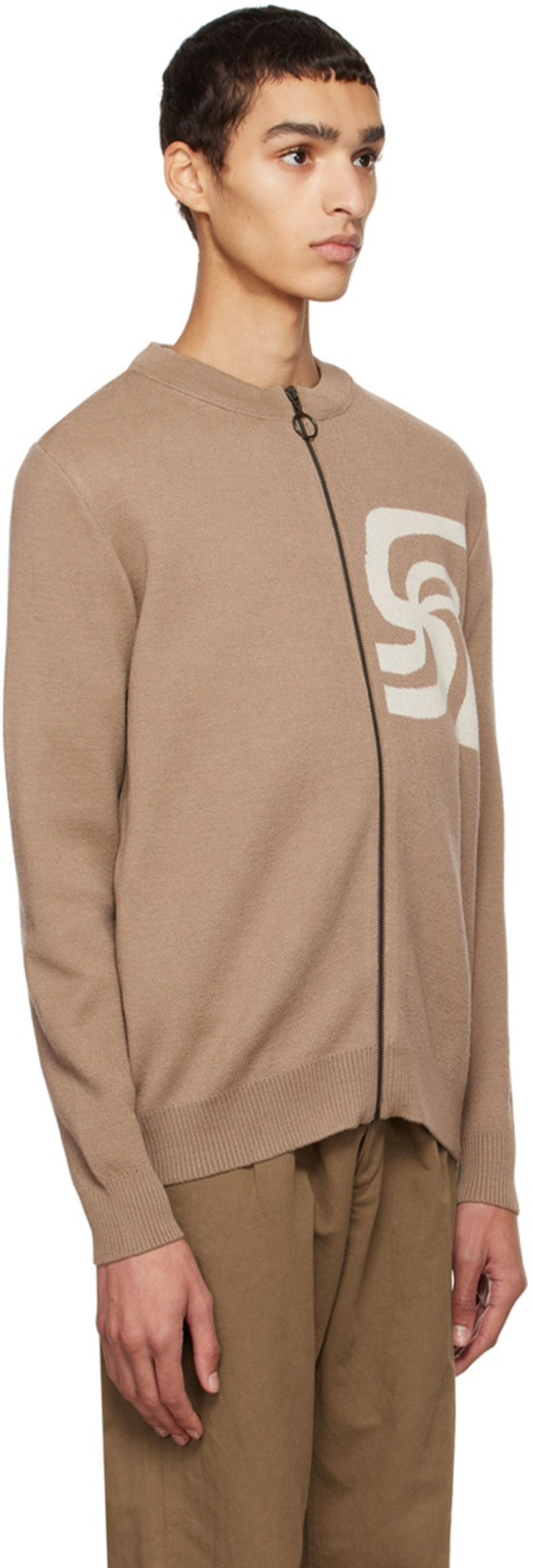 soulland Beige Armor Lux Edition Cardigan outlook