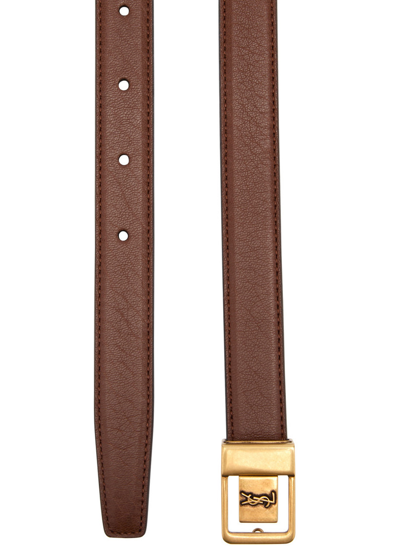 SAINT LAURENT Saint Laurent Logo-engraved Leather Belt outlook