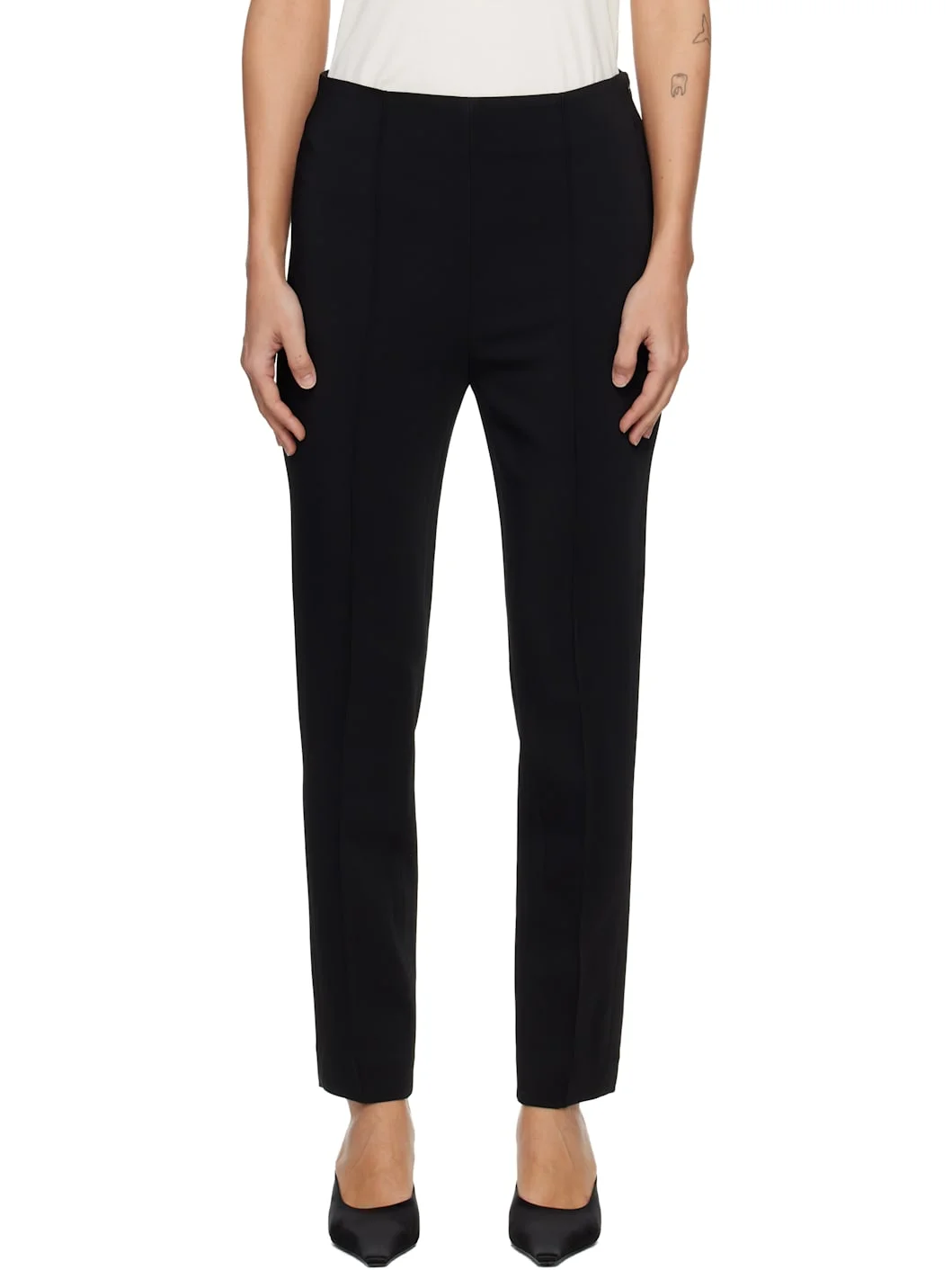 Black Cigarette Leg Trousers - 1