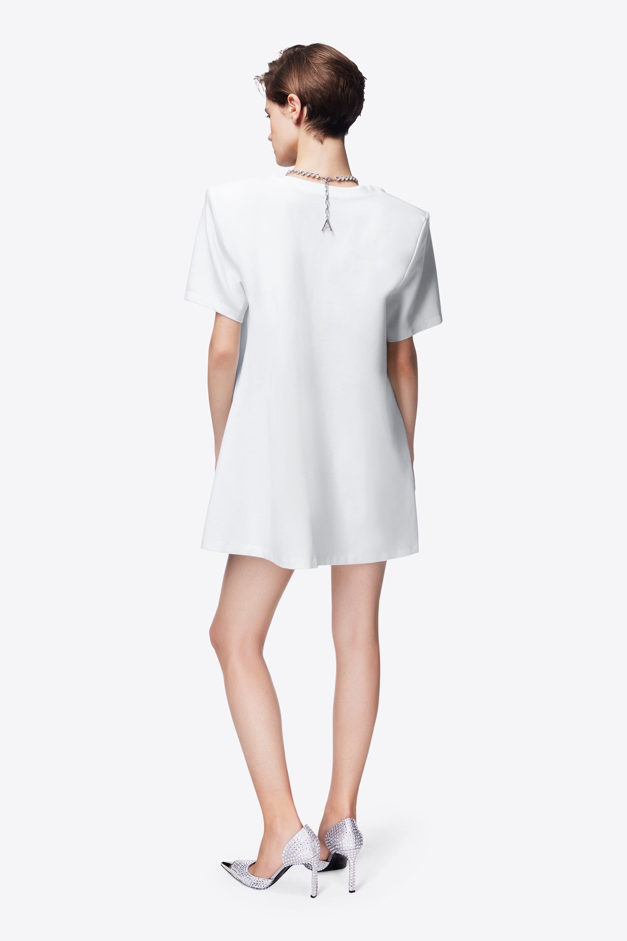CRYSTAL BUTTERFLY V-NECK T-SHIRT DRESS - 6