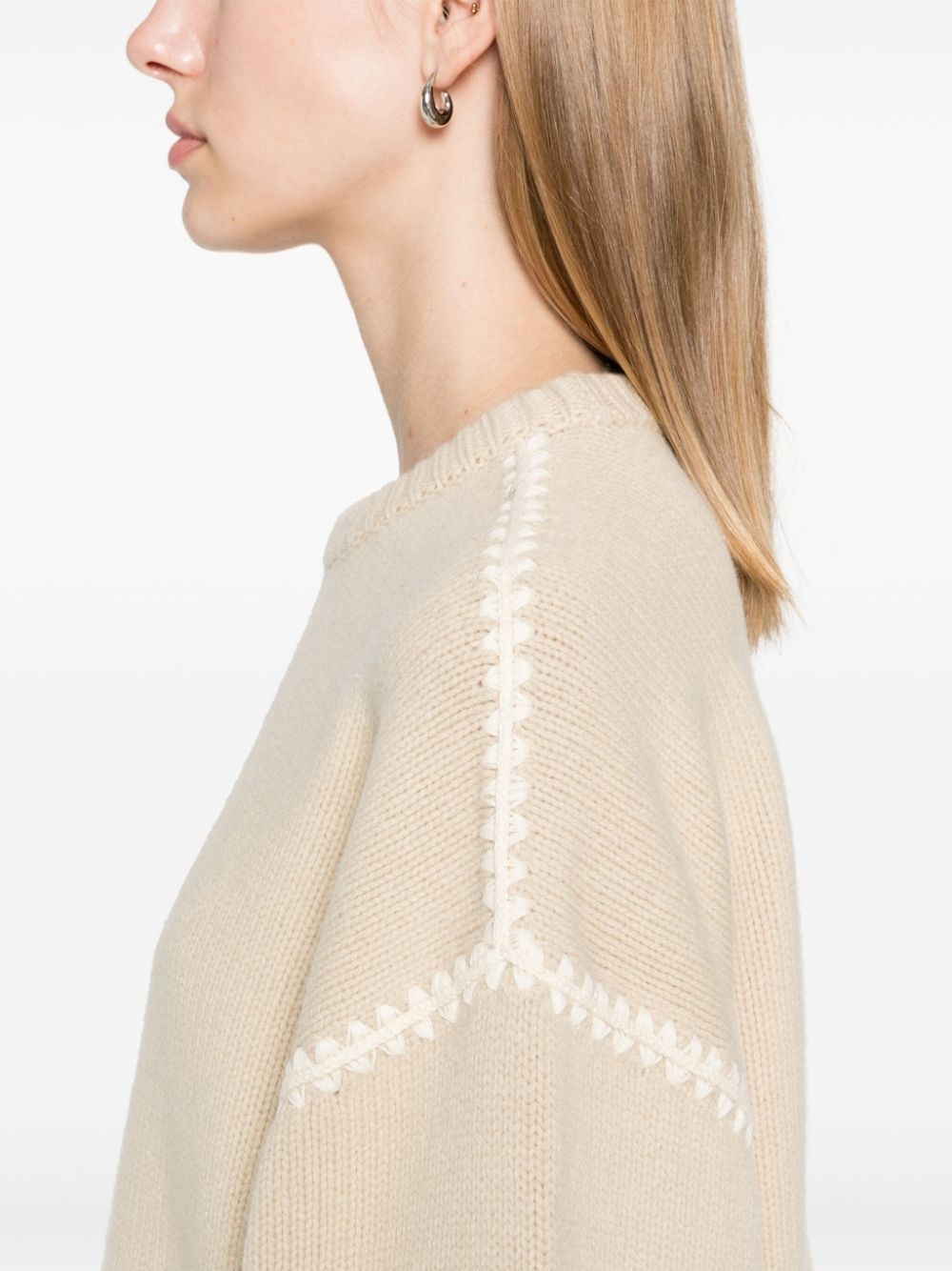 embroidered-trim sweater - 5