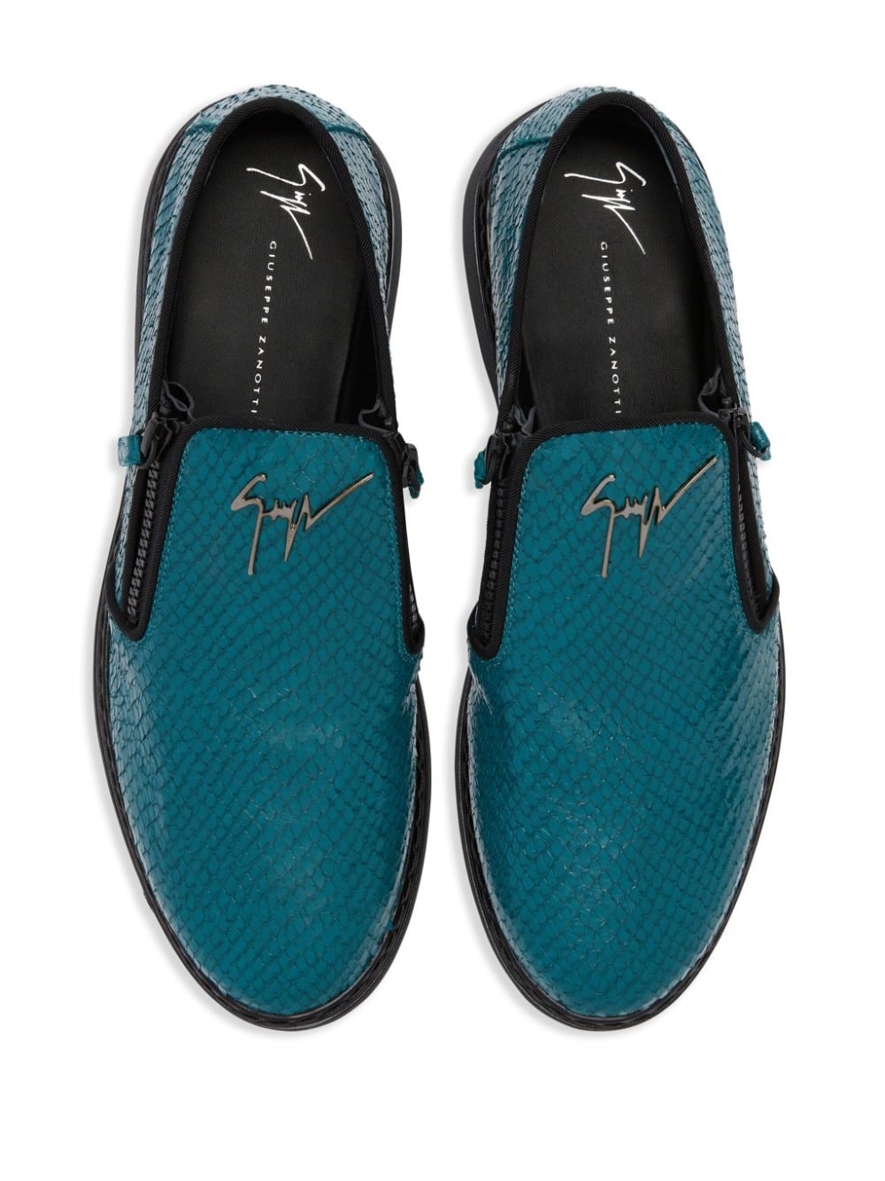 snake-skin effect leather loafers - 4