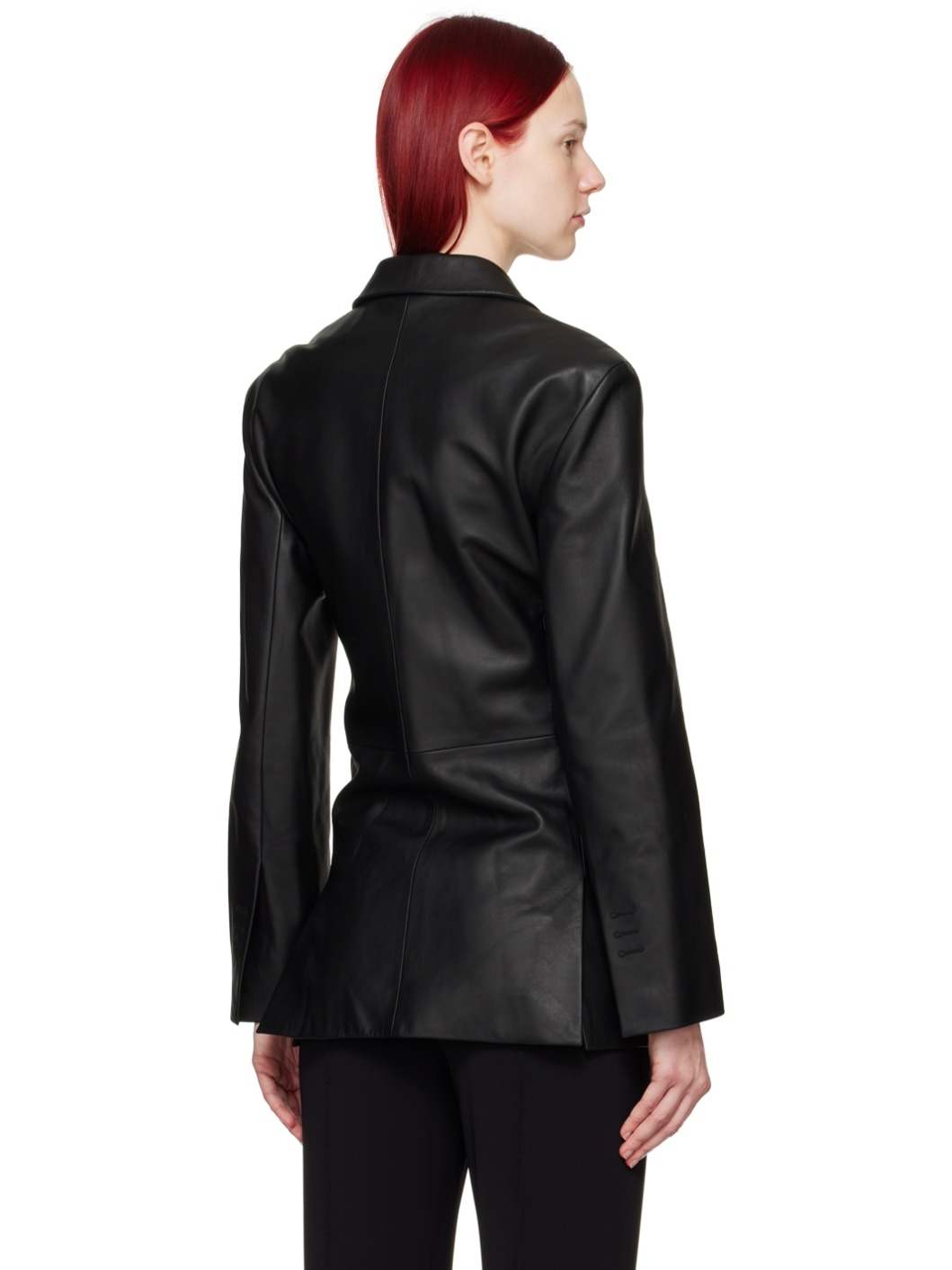 Black Les Sculptures 'La veste Tibau cuir' Leather Jacket - 3