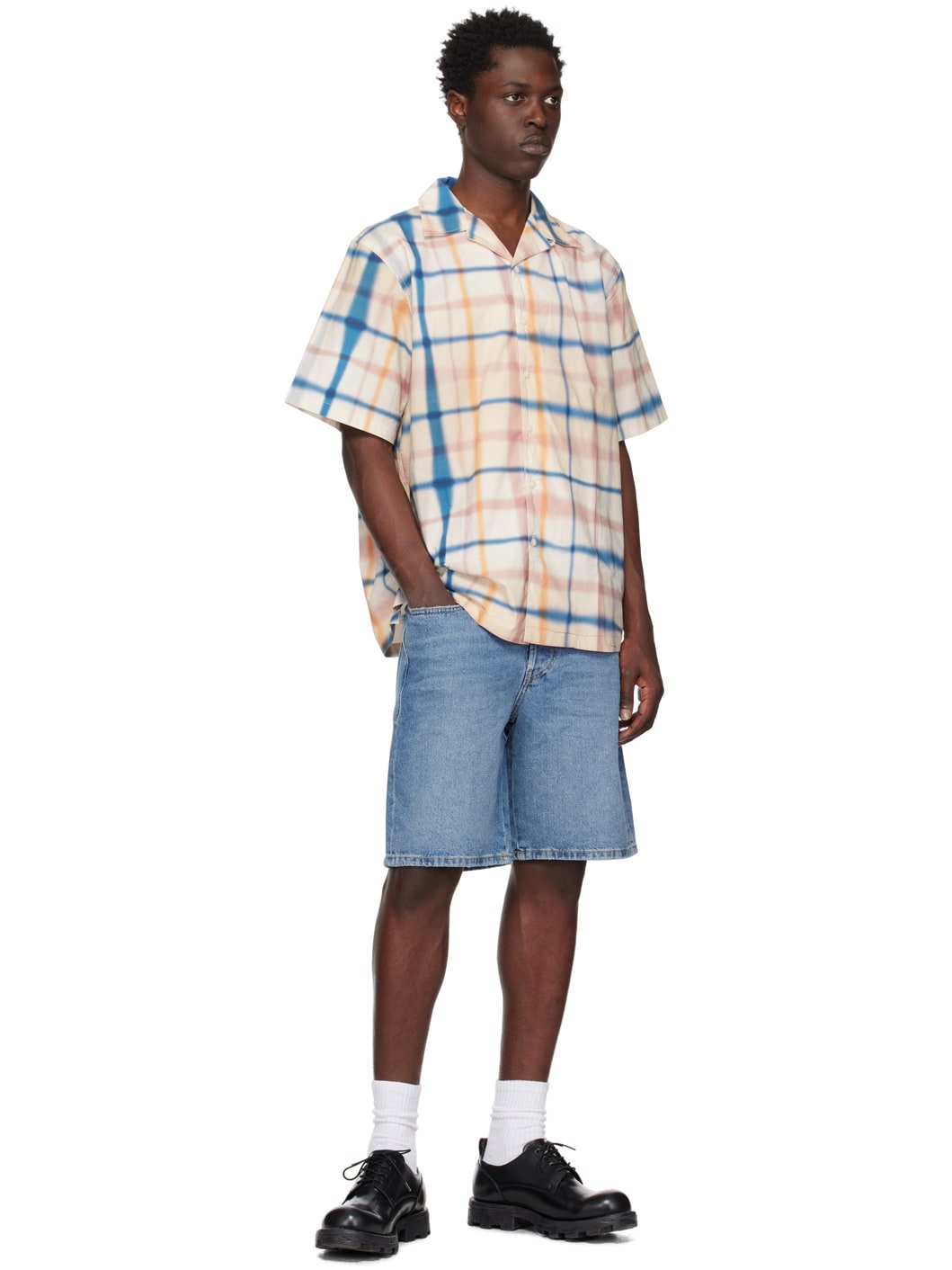 Blue Regular Denim Shorts - 4