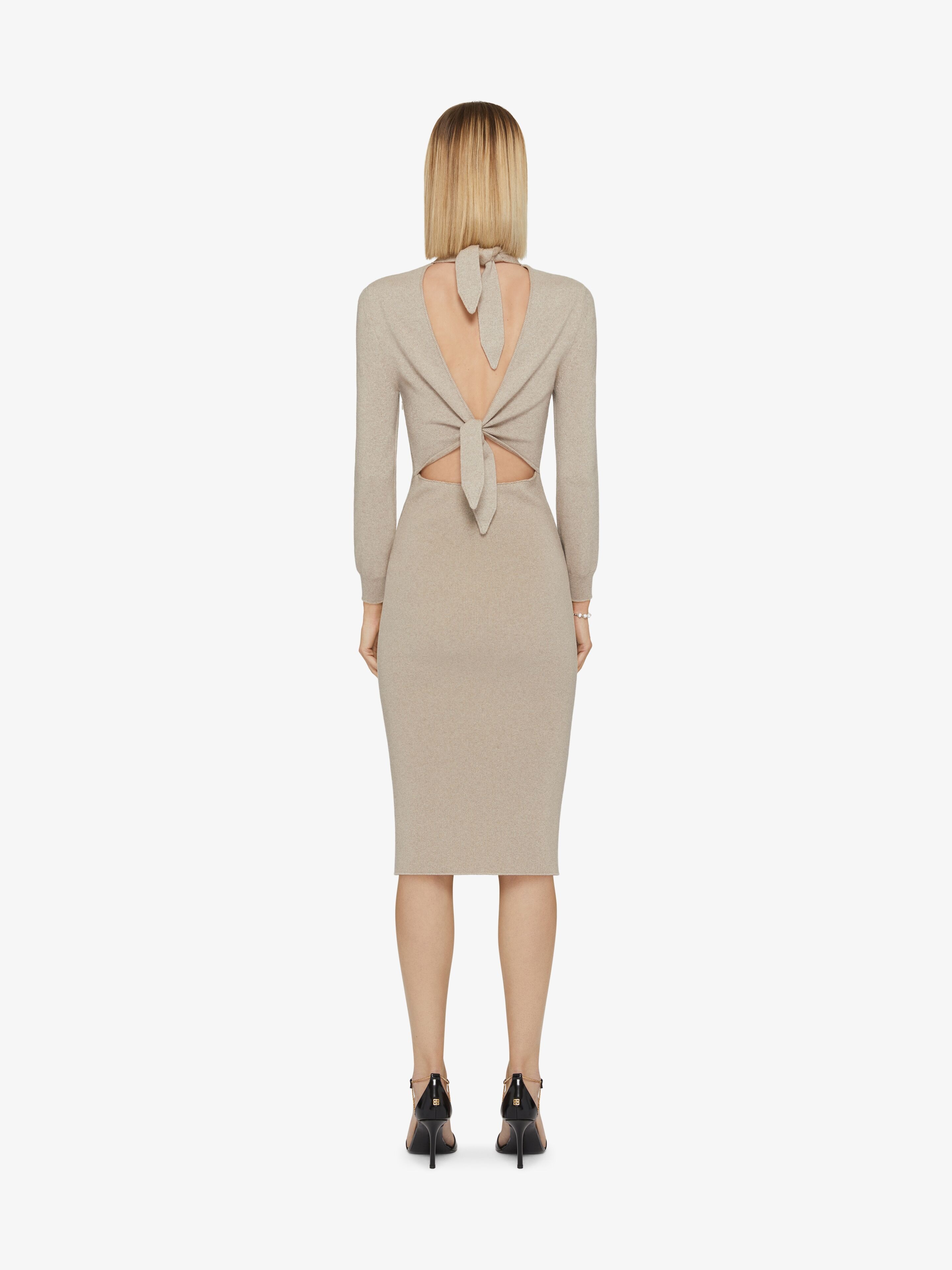 DRESS IN WOOL AND CASHMERE WITH CRYSTALS AND PEARLS - 4