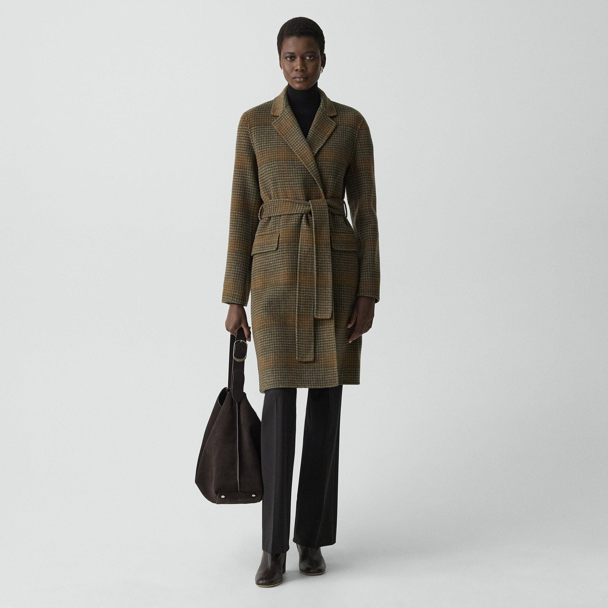 Belted Coat in Plaid Wool-Cashmere - 2
