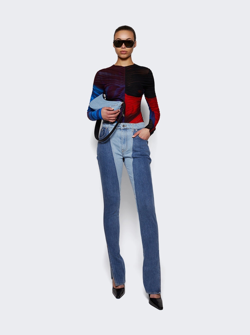 Floral Print Bodysuit Blue And Red - 2