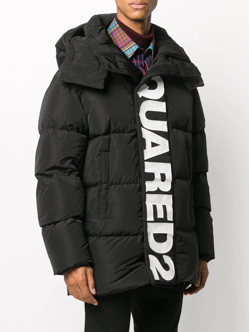 logo-print padded coat - 3