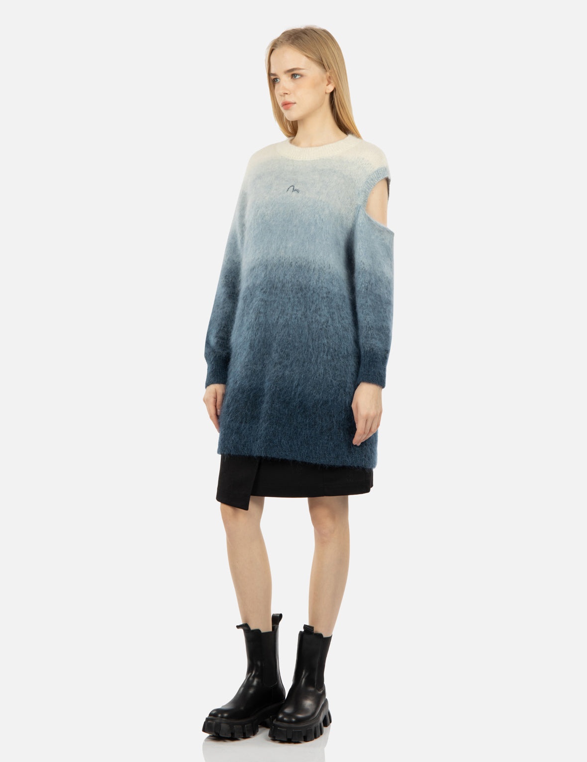 Gradient Asymmetric Knit Dress - 4