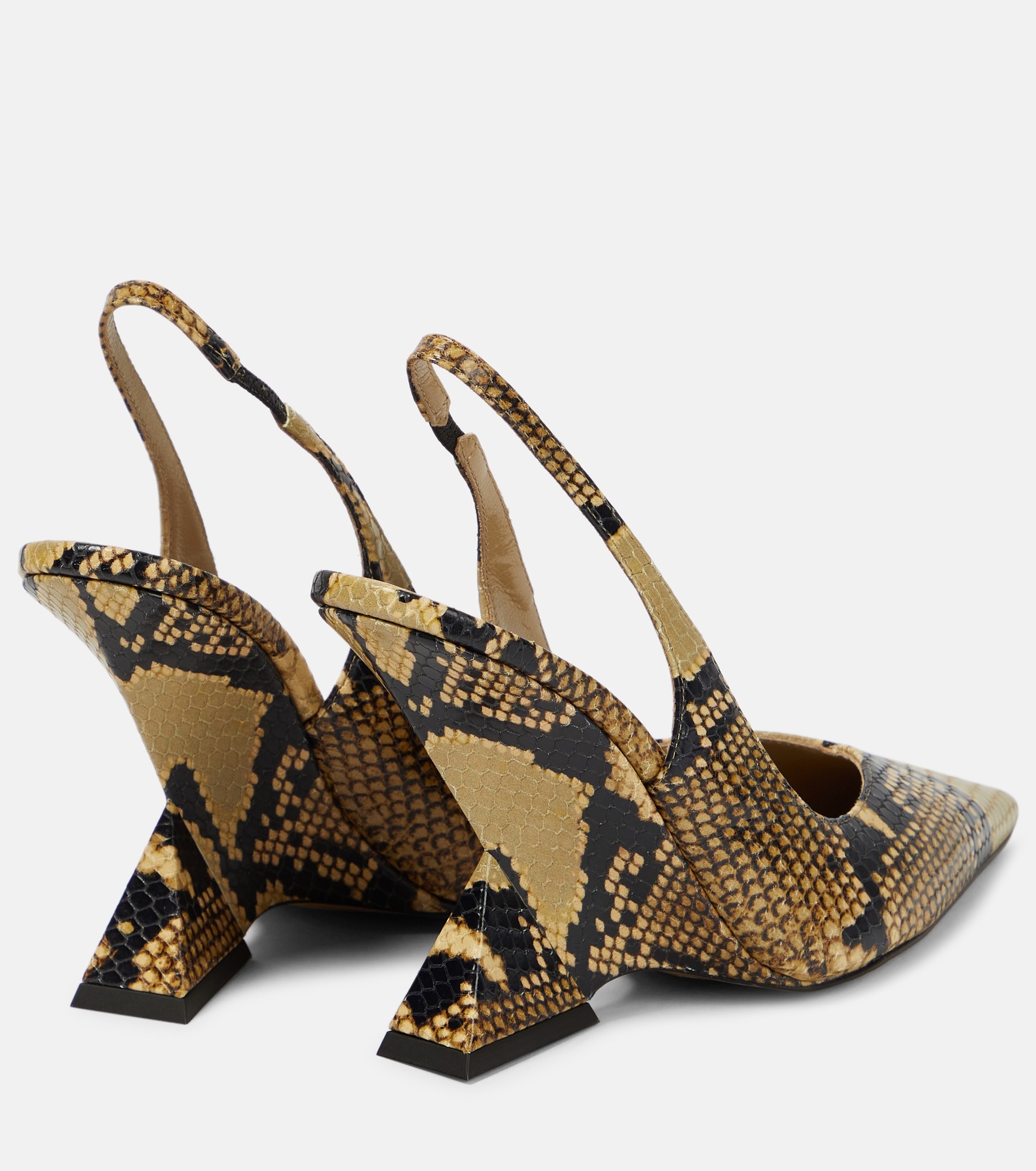 Cheope snake-effect leather slingback pumps - 3