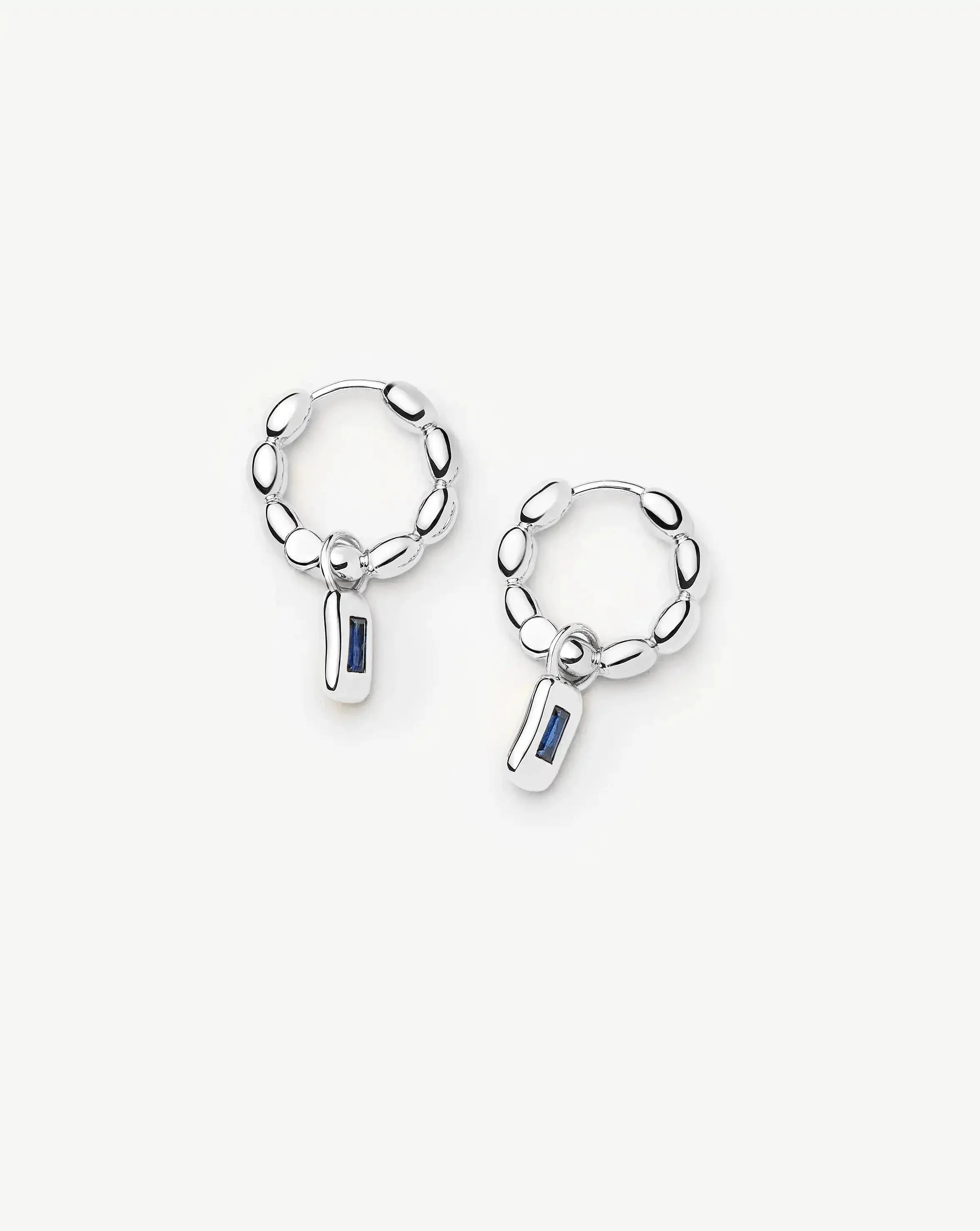 Molten Gemstone Charm Hoop Earrings - 1