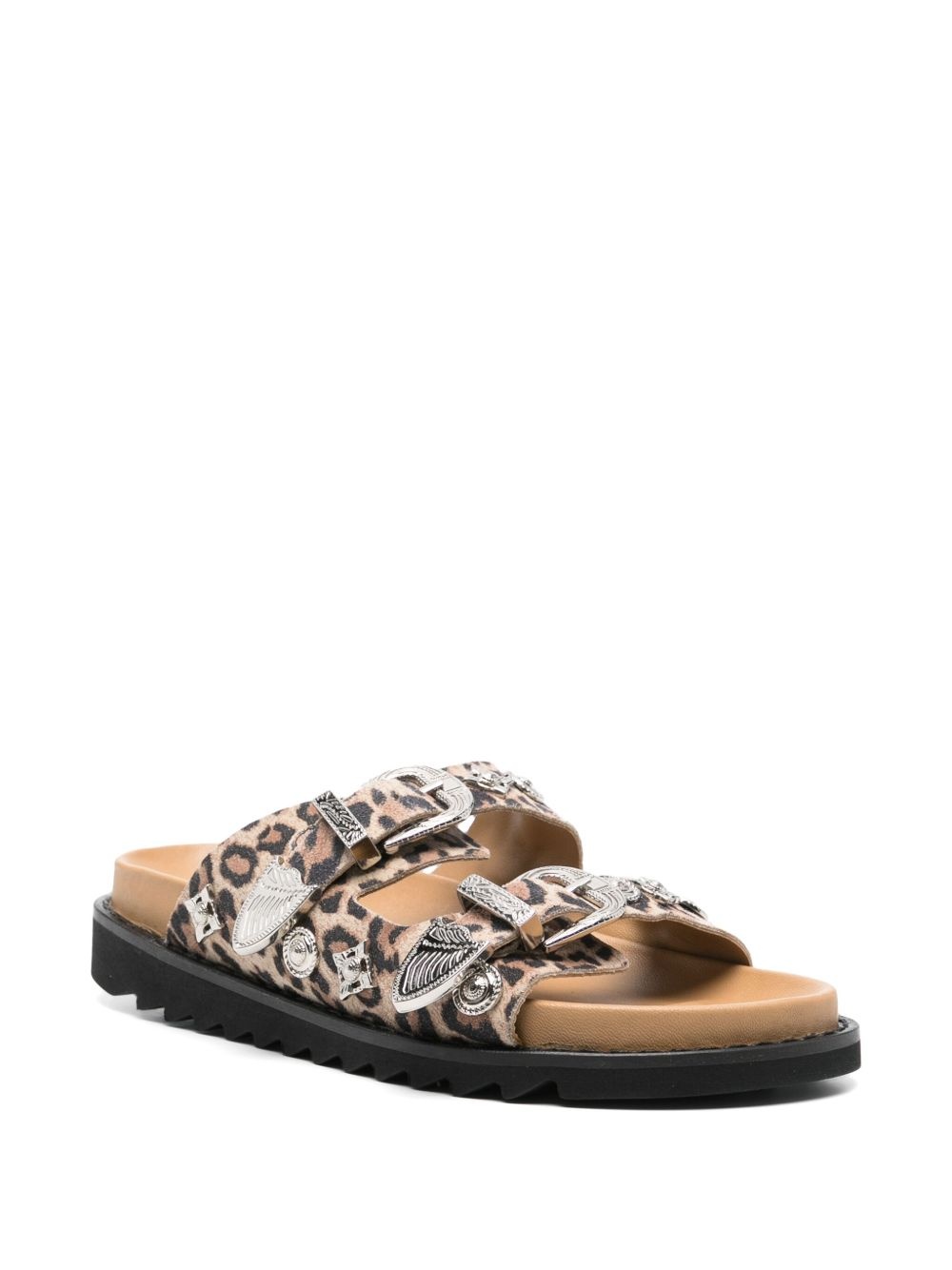 leopard-print flat sandals - 2