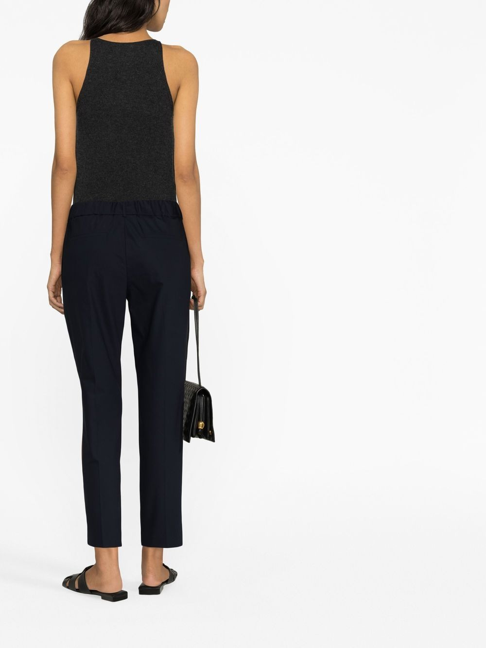 elasticated-waistband tapered trousers - 4