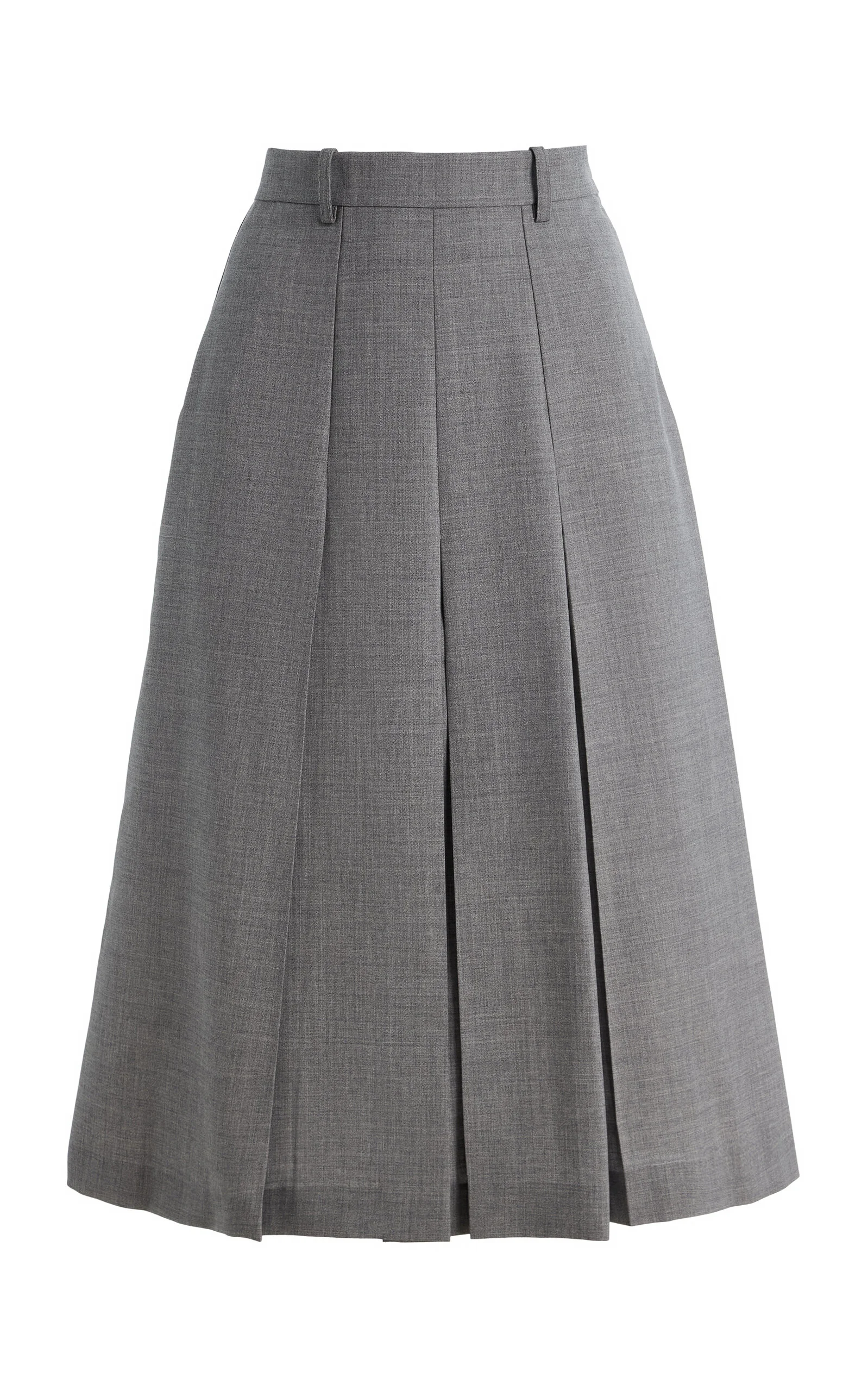 Pleated Wool Midi Skirt grey - 1