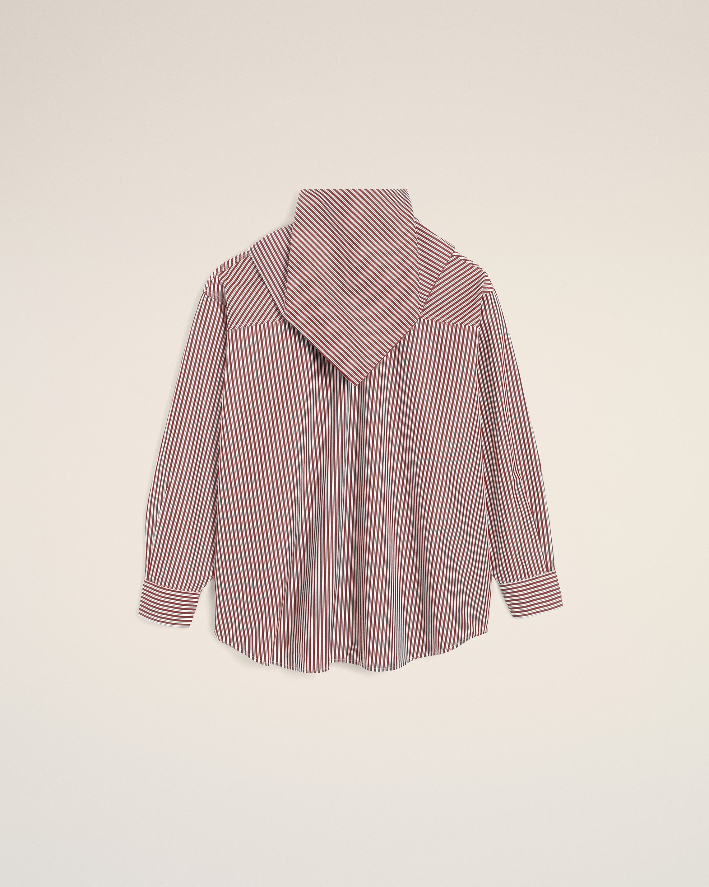 BURGUNDY COTTON LONG SLEEVES STRIPED BANDANA BLOUSE - 3