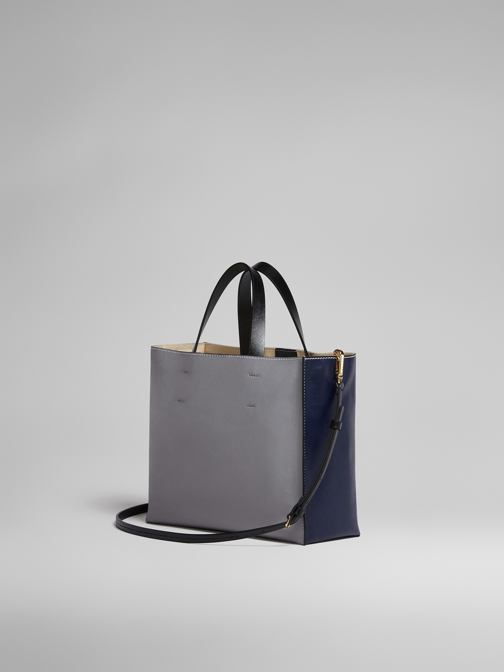 MUSEO SOFT BAG IN BLUE AND GREY LEATHER - 3