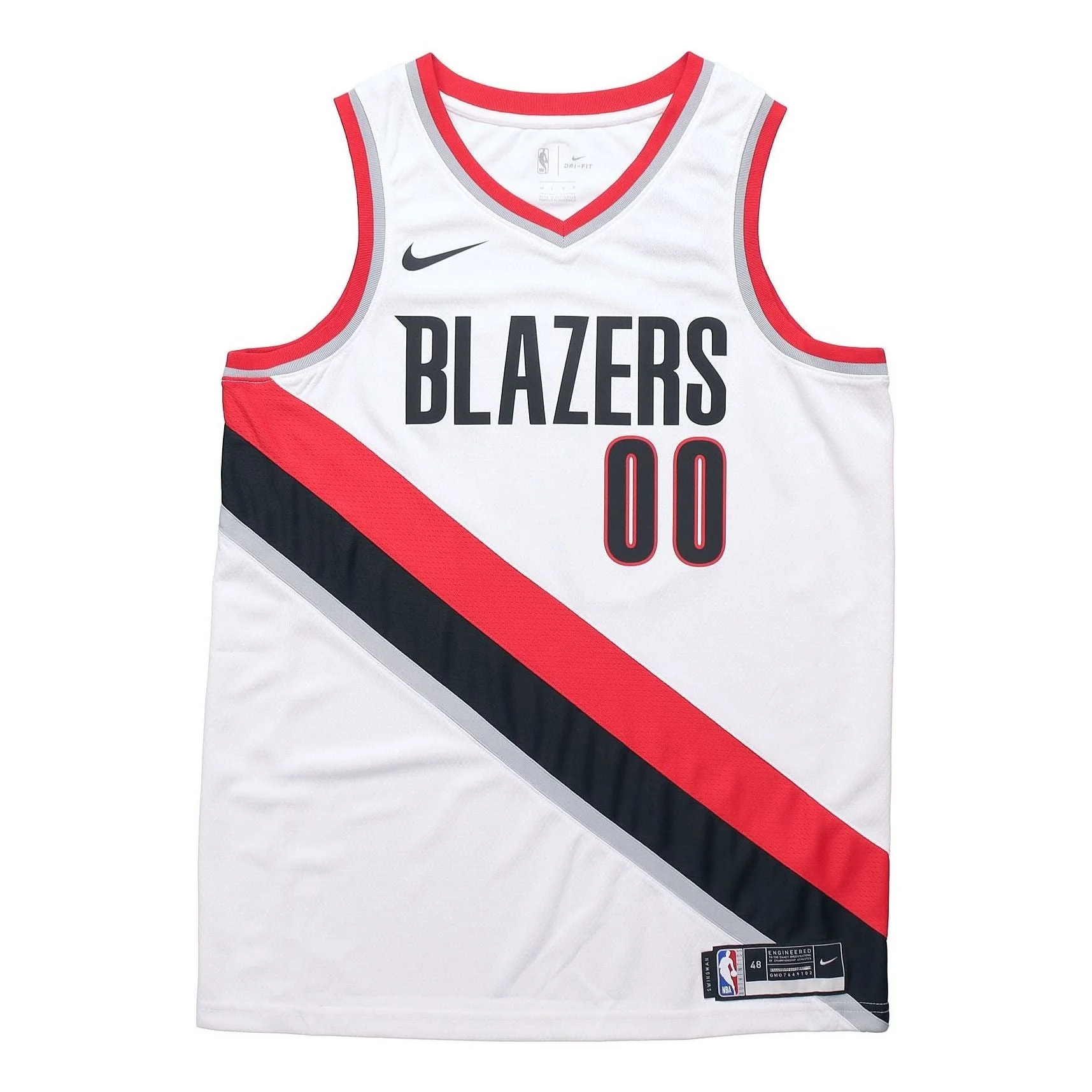 Nike NBA Stripe Quick Dry Basketball Jersey 'White Black Red' CW3607-100 - 1