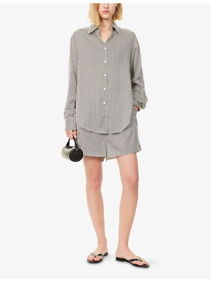The Frankie Shop Lui Striped Woven Shirt outlook
