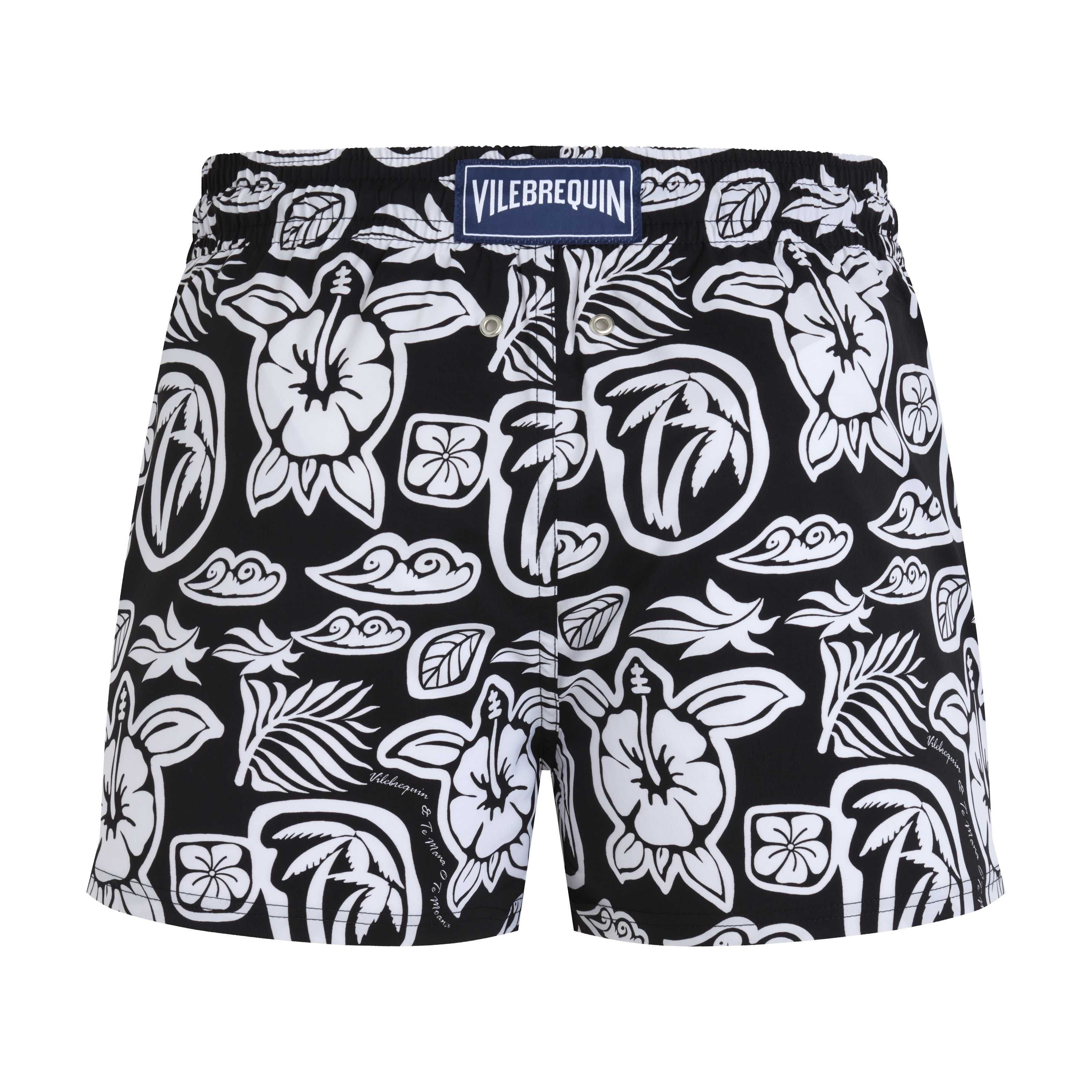 Vilebrequin Men's Tahiti Turtles Stretch Swim Shorts in Noir at Nordstrom - 3
