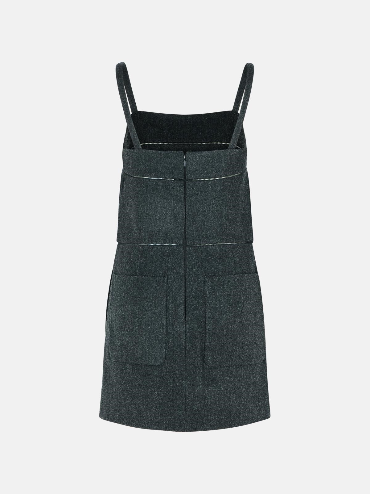 'LEALE' GREY VIRGIN WOOL DRESS - 3