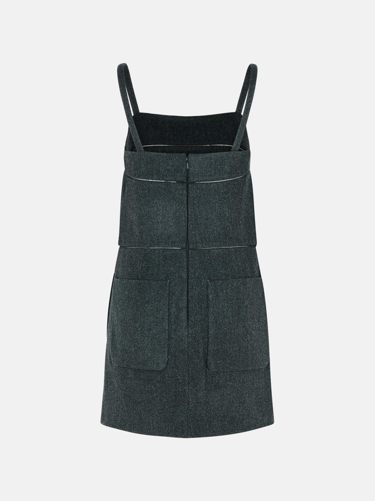 'LEALE' GREY VIRGIN WOOL DRESS - 3