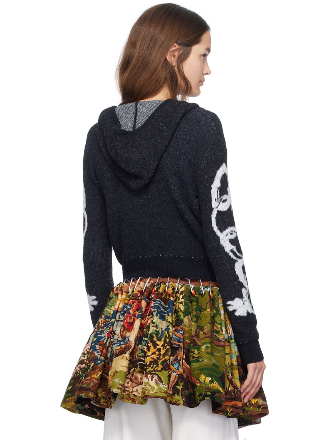Black Chain Link Hooded Cardigan - 3