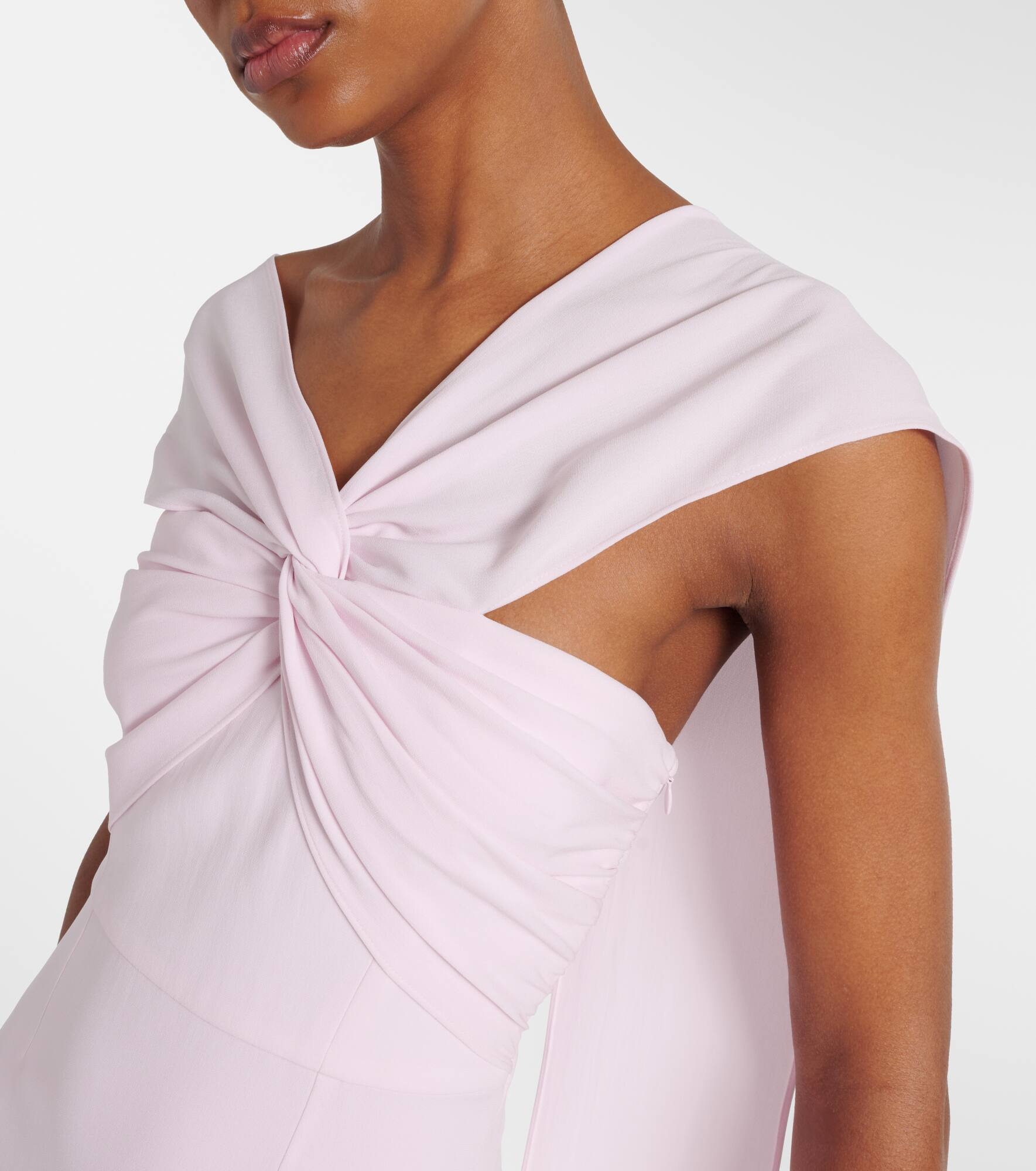 Scarf-detail asymmetric cady gown - 4