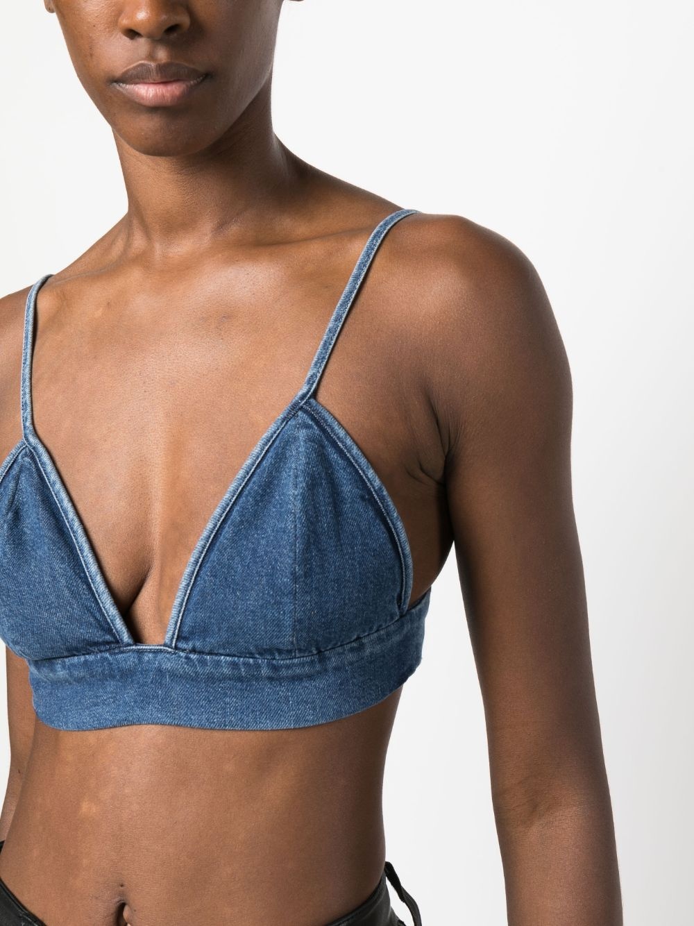 triangle-cup denim crop top - 5