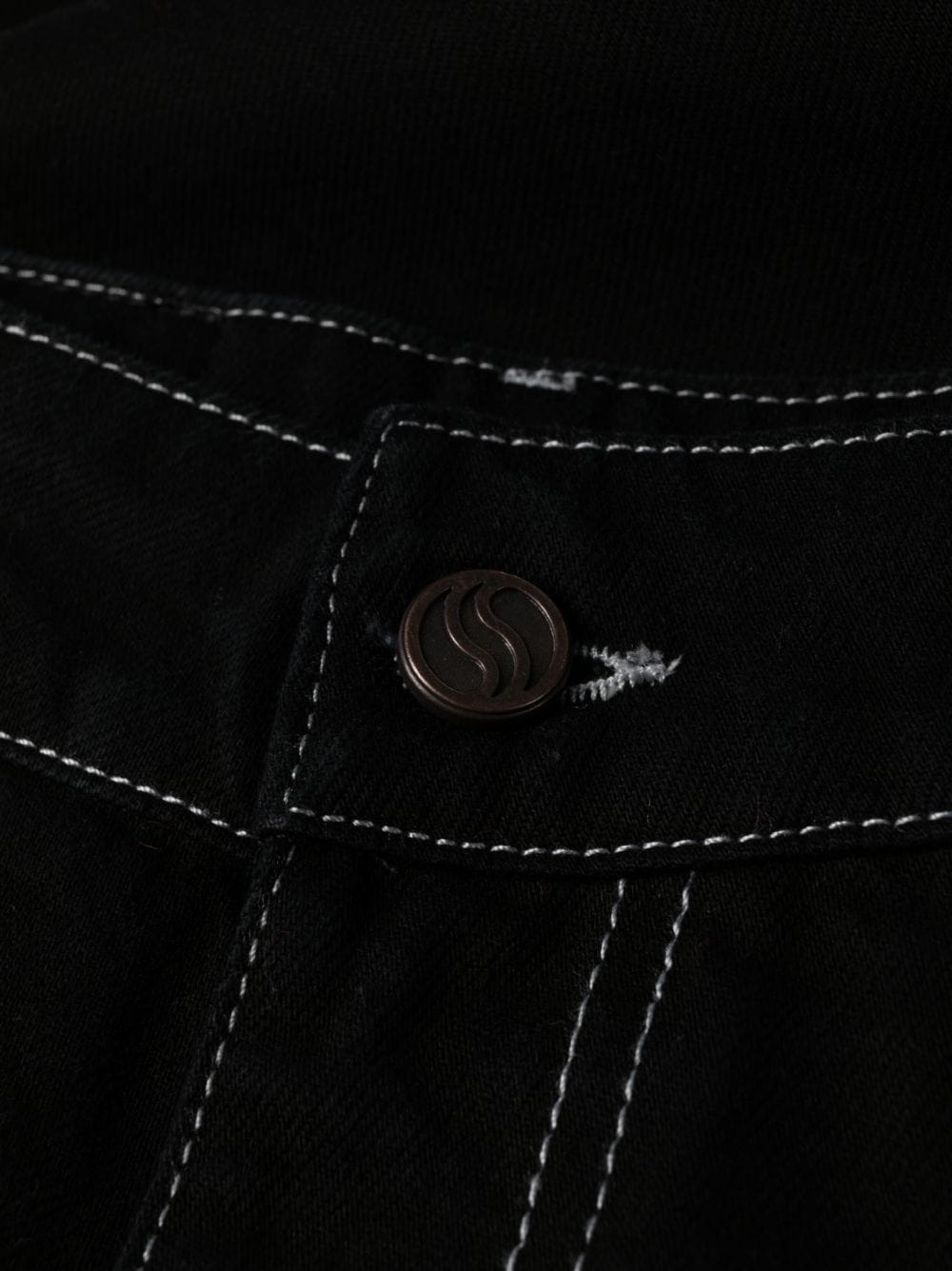 contrasting stitching wide-leg jeans - 6