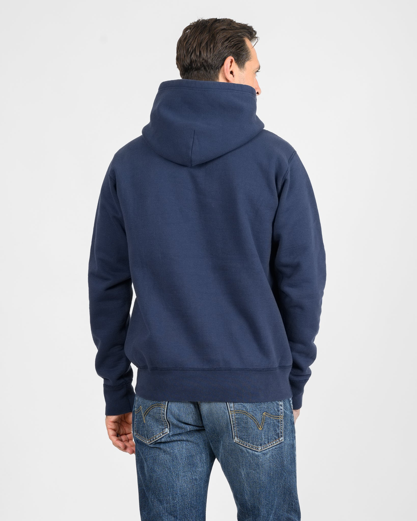 IHSW-49-NAV 14oz Ultra Heavyweight Loopwheel Cotton Hoodie - Navy - 3